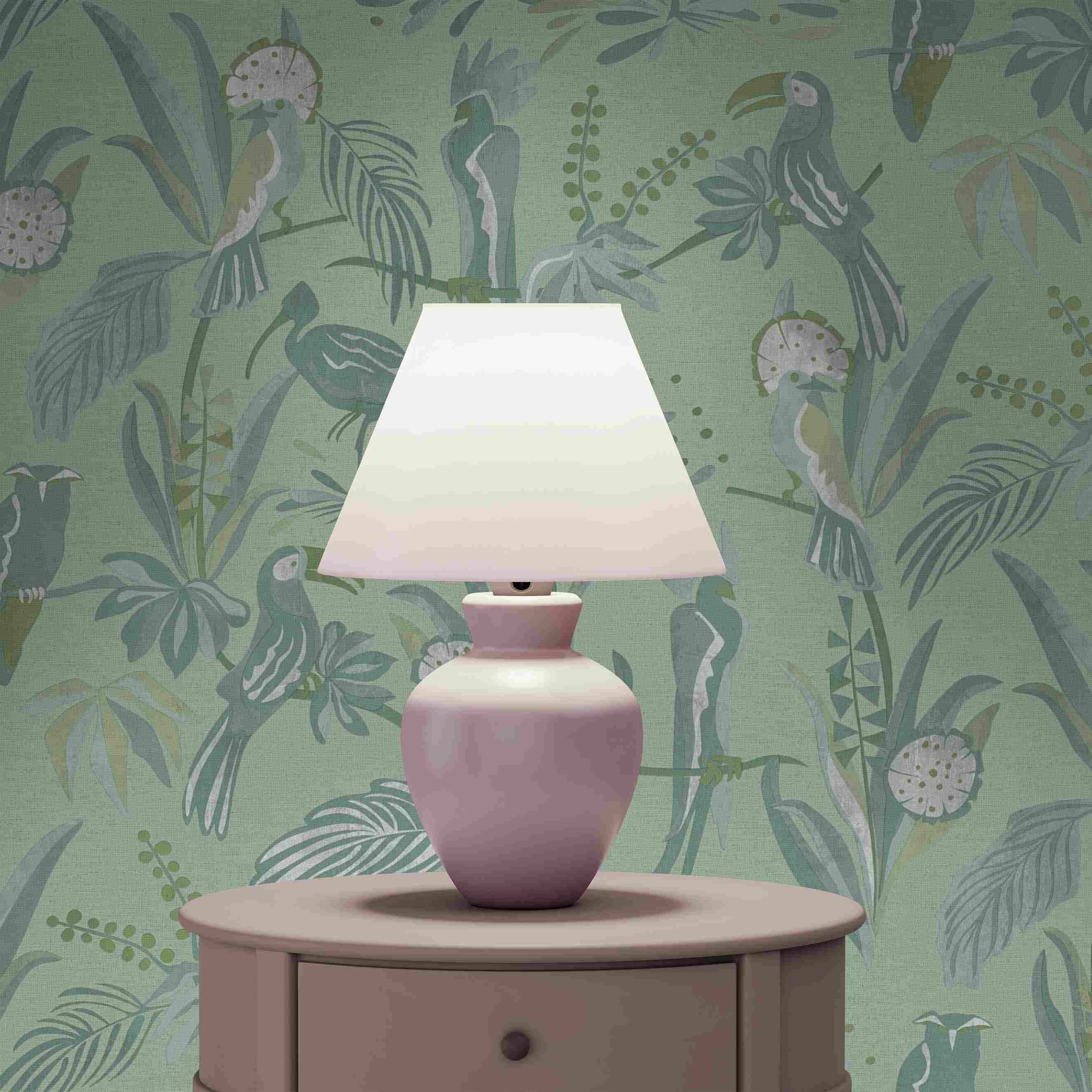 Tapete Diego Tiere M1-No.4083 Vlies Grün Weiß Vogel Tadessi 10.05 x 0.53 m