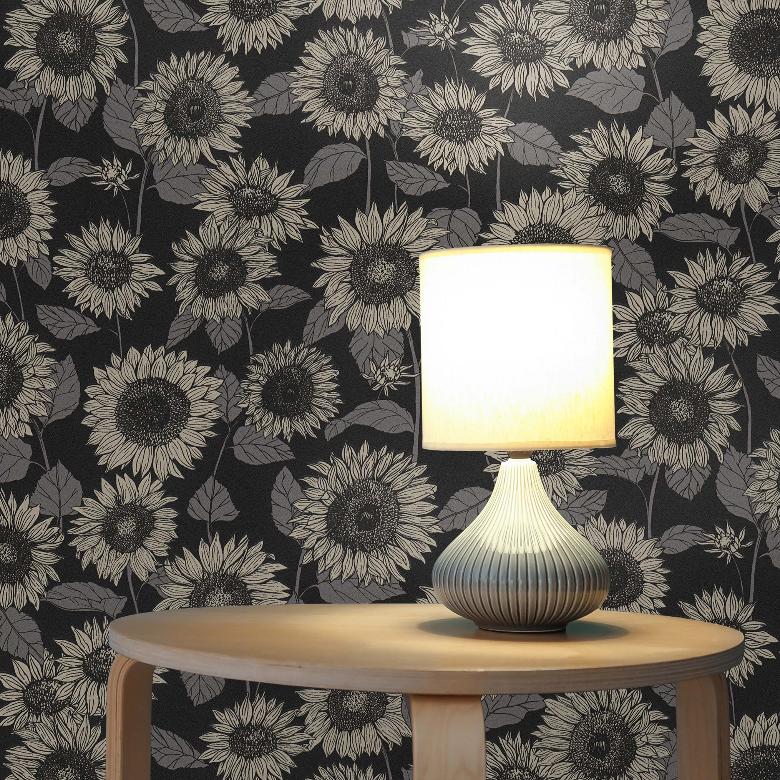 Tapete Blumen Florentin M1-No.527 | Vliestapete | Schwarz | Anthrazit | Floral