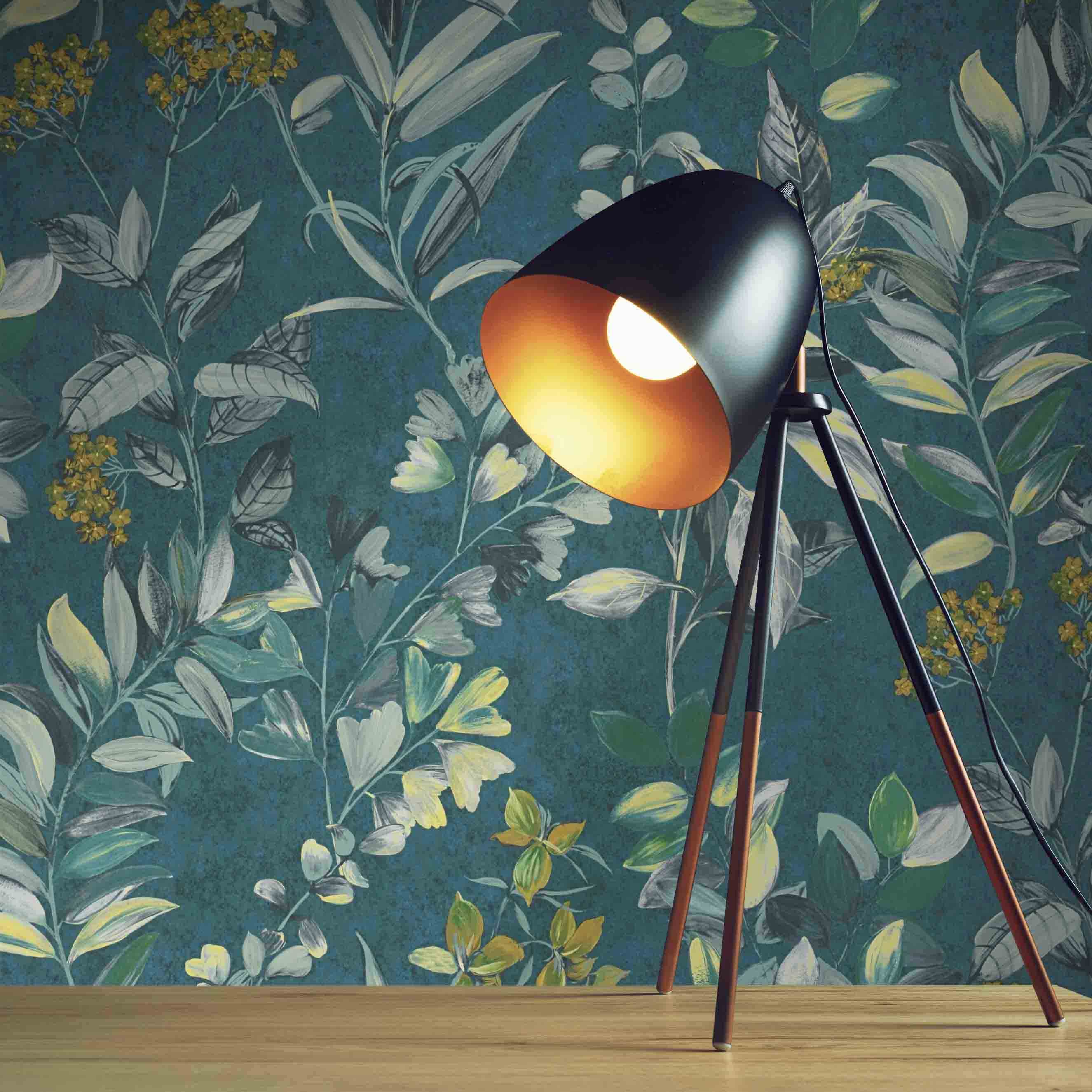Tapete Mario Blumen M1-No.4427 | Vlies | Bunt | Petrol | Floral | Tadessi | 10.05 x 0.53 m