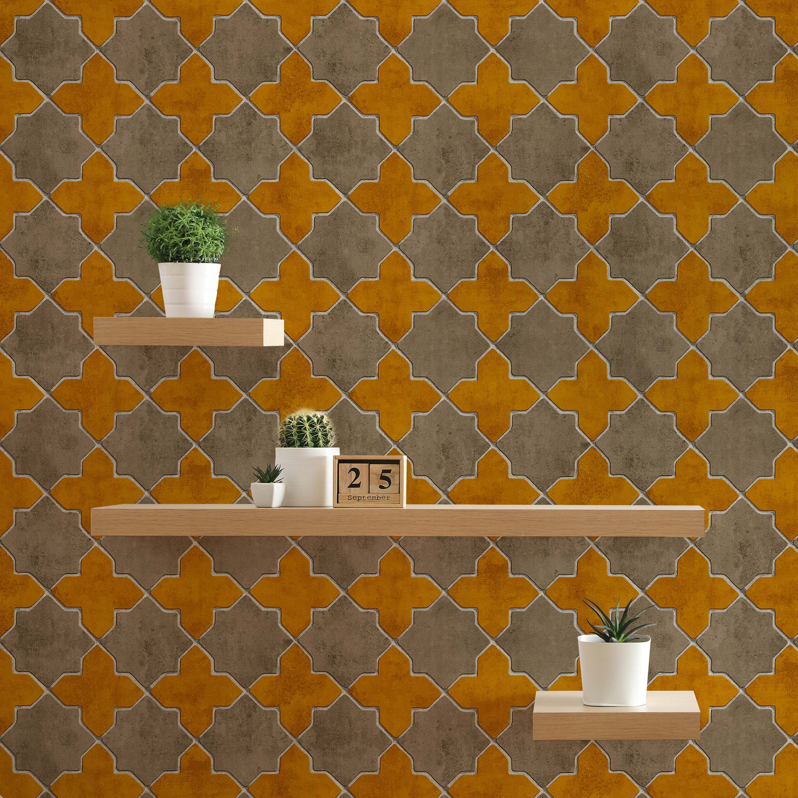 Tapete Grafik Meo M1-No.413 | Vliestapete | Gelb | Beige | Geometrische Tapete