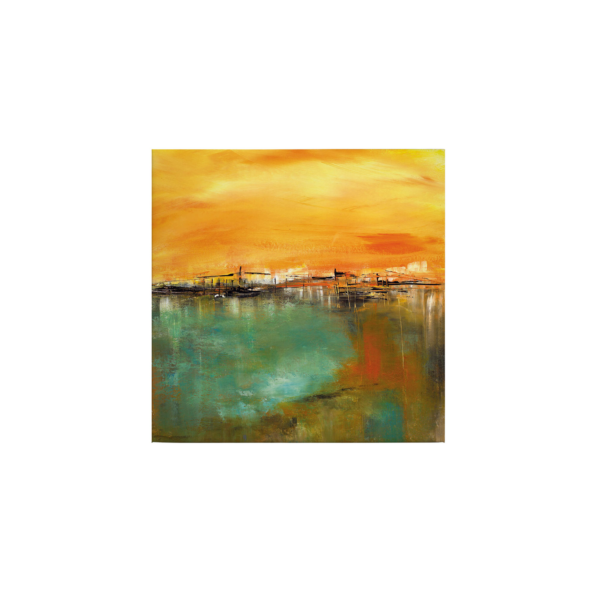 Leinwandbild Kunst M1-No.50550 | Wandbild 50 x 50 cm | Gelb Grün Keilrahmen Abstrakt