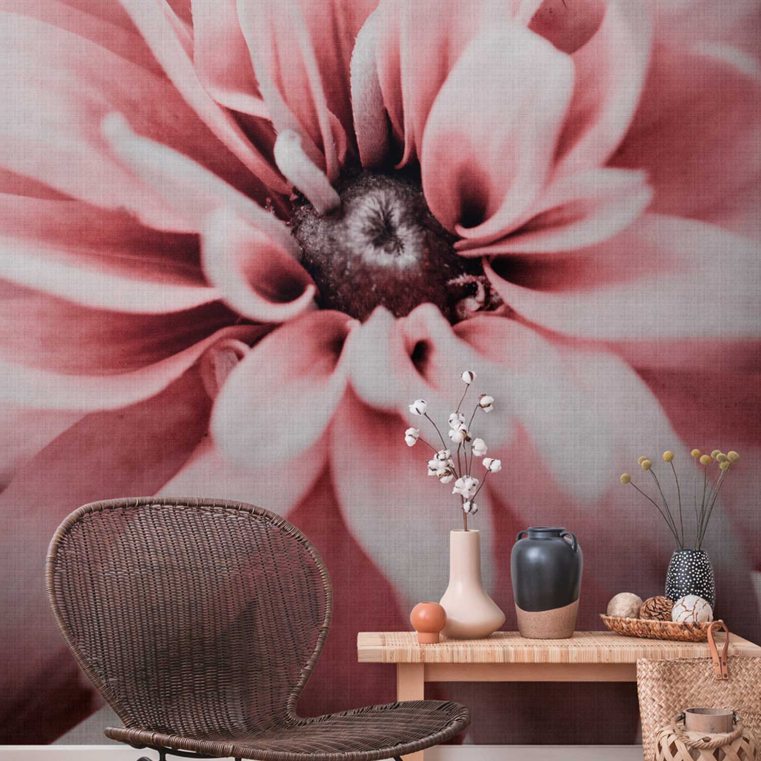 Tadessi Fototapete Blumen M1-No.10295 Digitaldruck Tapete Rosa Weiß - Floral Blüten Landhaus