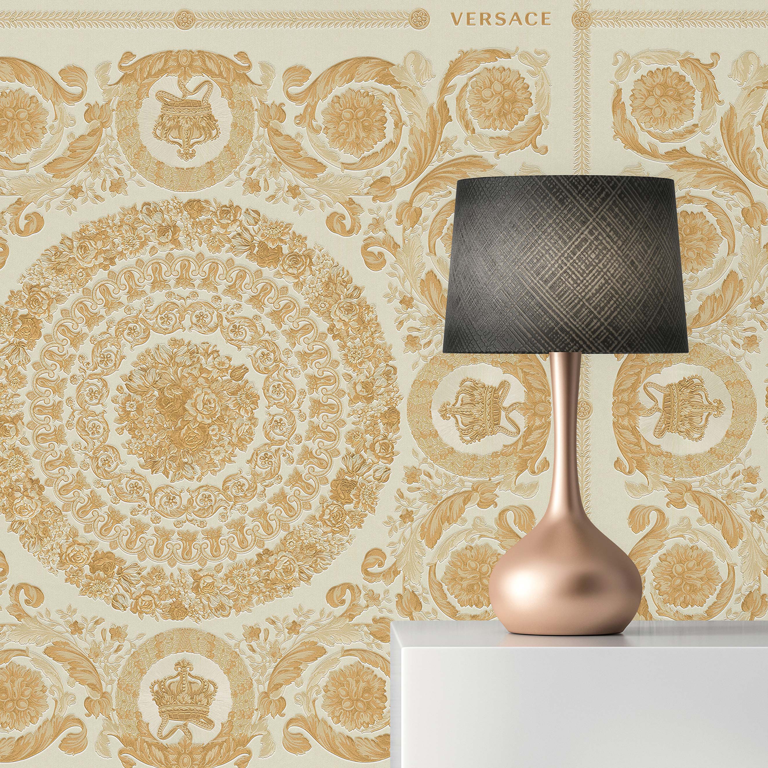 Tapete Barock Jacopo M1-No.314 | Vliestapete | Gold | Beige | Tapete mit Ornamenten