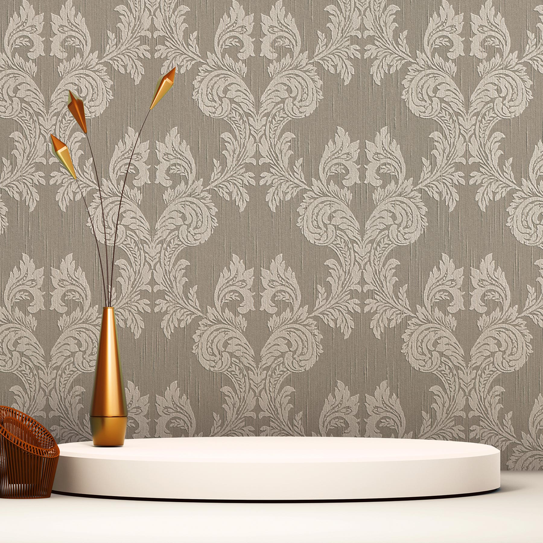 Tapete Barock Samuel M1-No.3792 | Vliestapete | Taupe | Barocktapete | Klassik