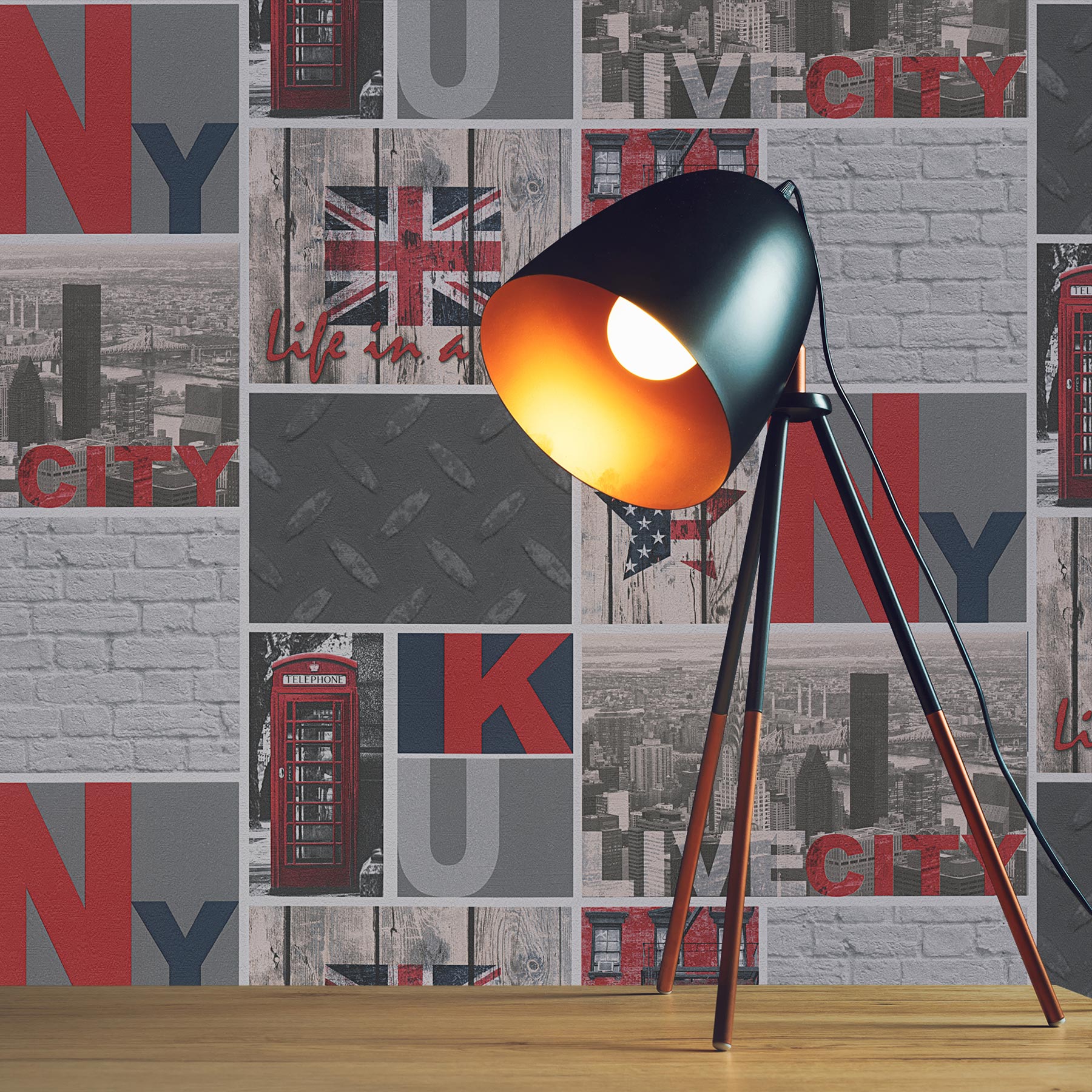 Tapete Kinderzimmer M1-No.3770 | Papiertapete | Rot | Tapete Jung | New York