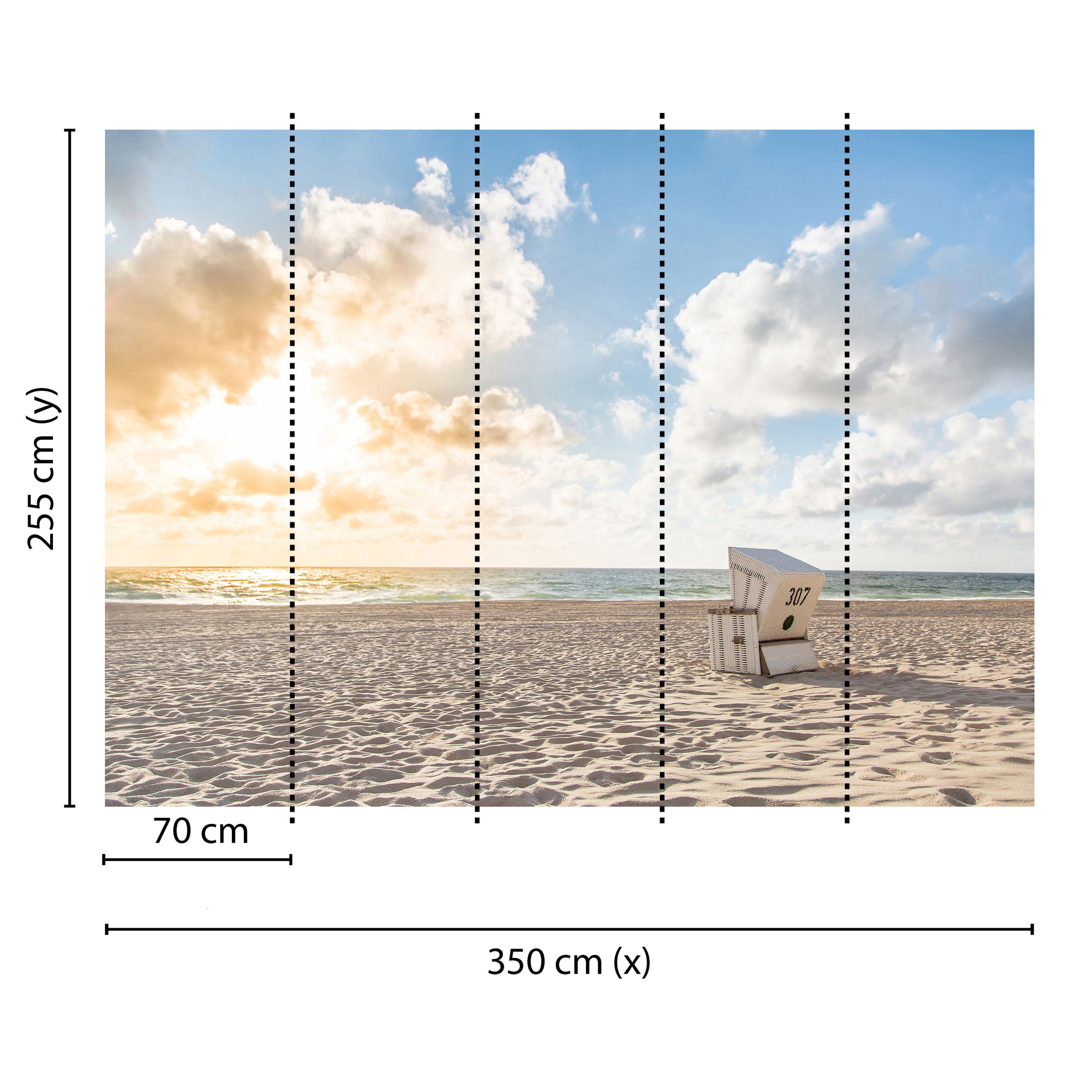 Fototapete Strand M1-No.60371 | Digitaldruck | Braun | Blau | Ostsee | Sonnenuntergang