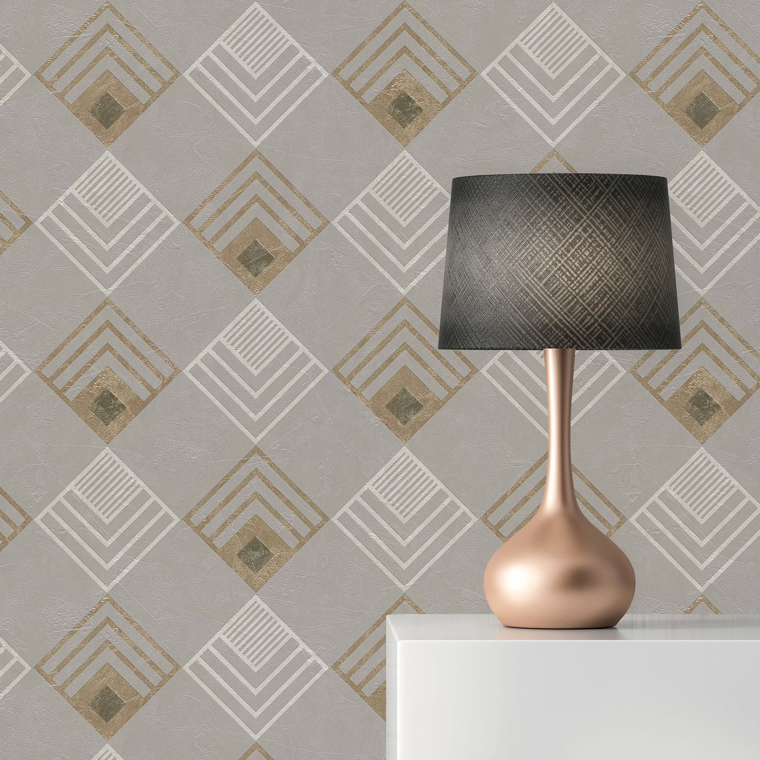 Tapete Grafik Domenico M1-No.518 | Vliestapete | Grau | Beige | Designtapete | Modern