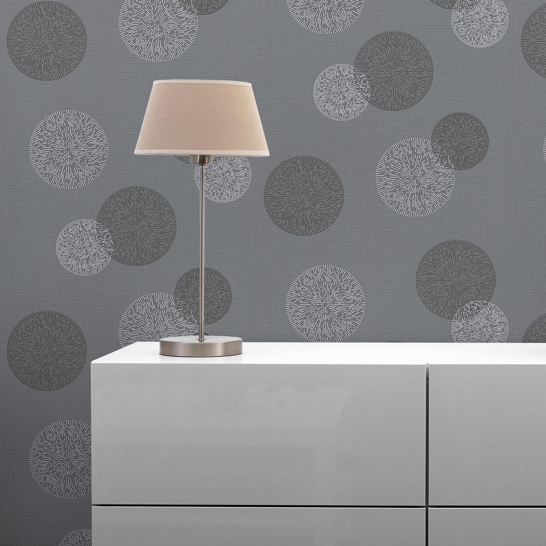 Tapete Punkte Kreise Carmela M1-No.2561 | Vliestapete | Grau | Punktetapete | Geometrisch