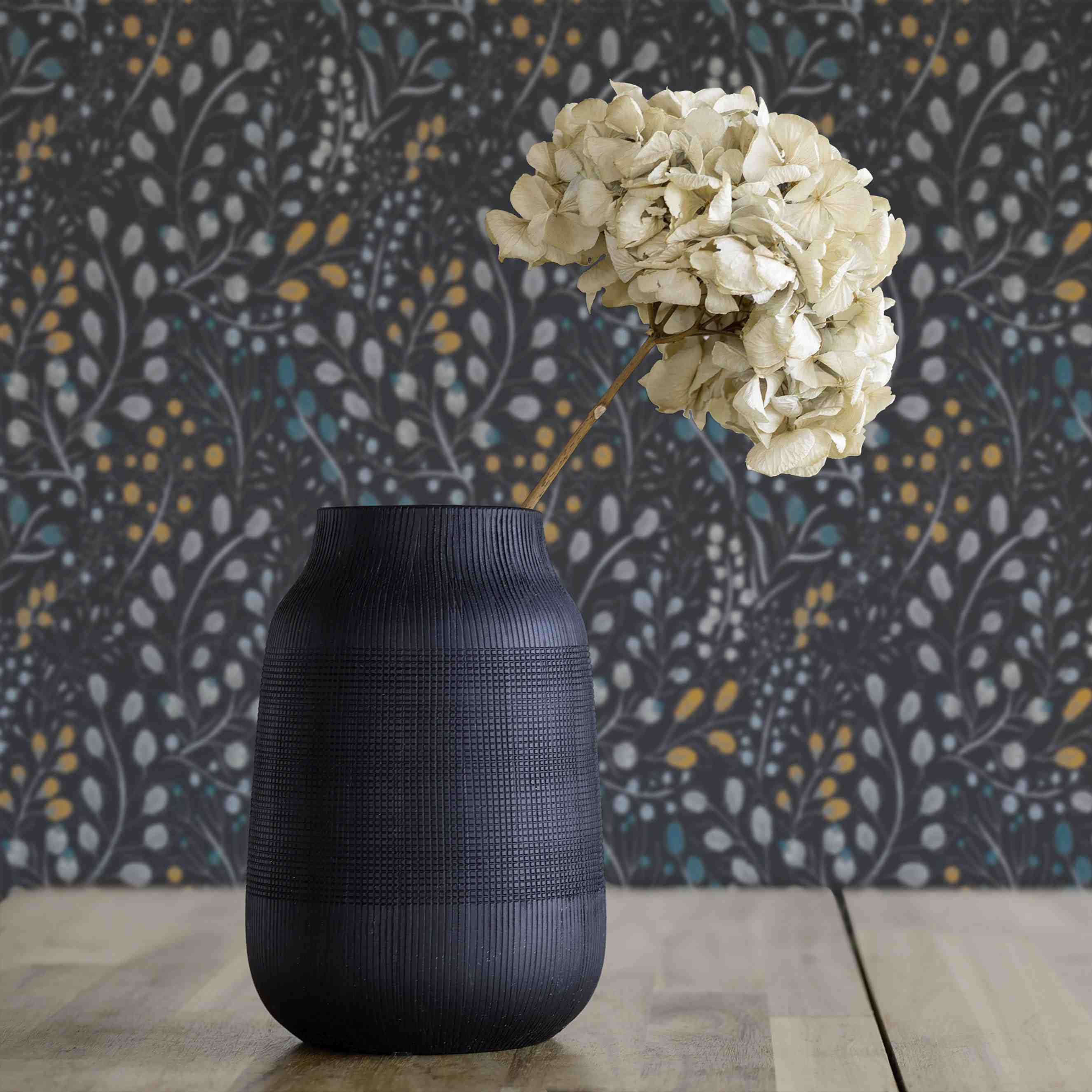 Tapete Florentin Blumen M1-No.4179 Vlies Schwarz Gelb Floral Tadessi 10.05 x 0.53 m