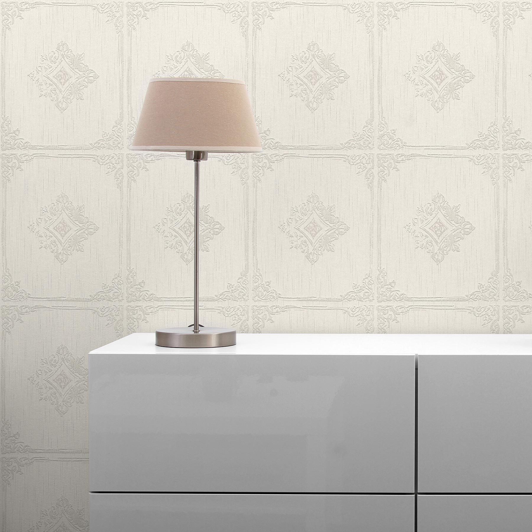 Tapete Barock Alessia M1-No.3875 | Vliestapete | Creme | Grau | Klassik | Barocktapete