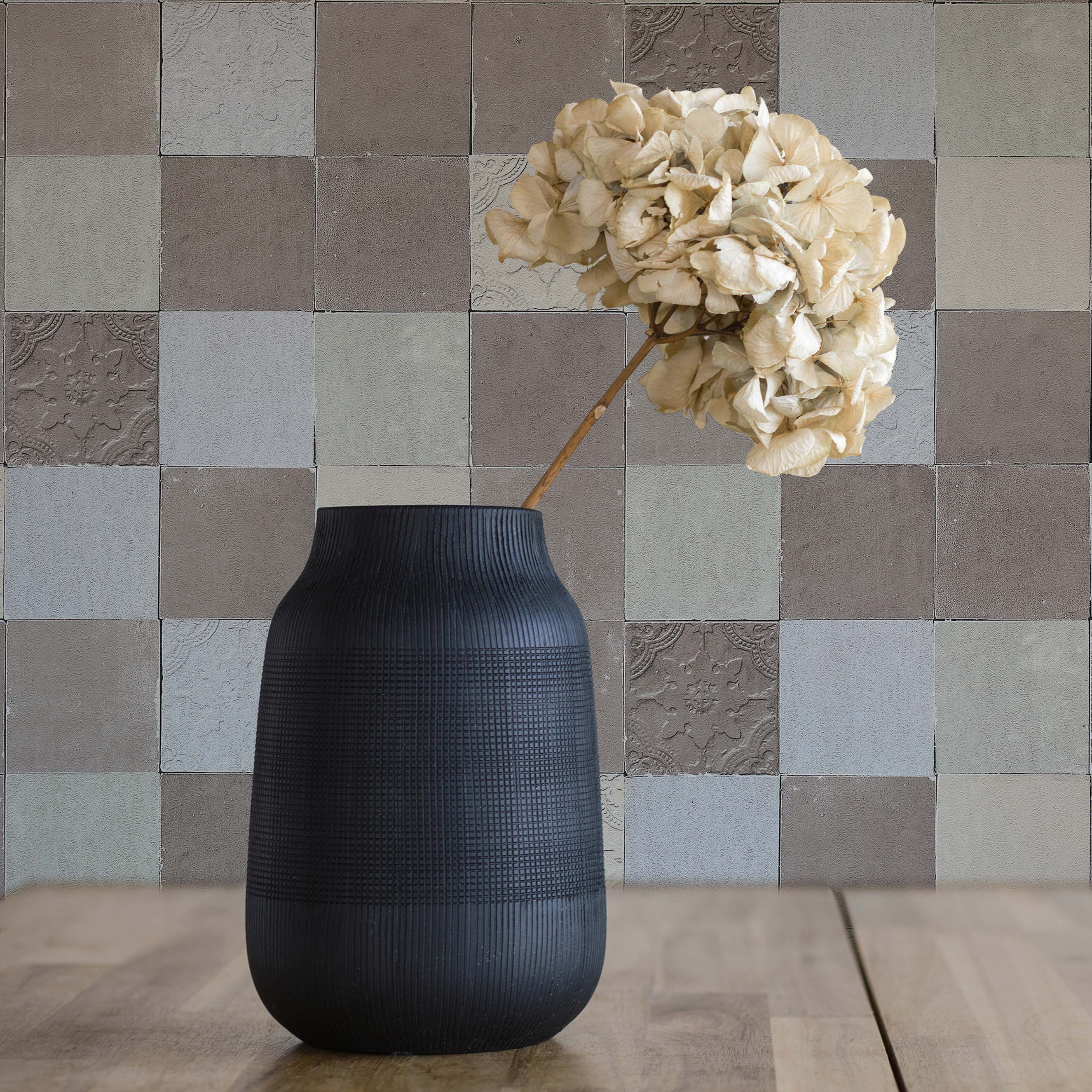 Tapete Fliesen Luca M1-No.382 | Vliestapete | Grau | Creme | Landhaus | Geometrisch