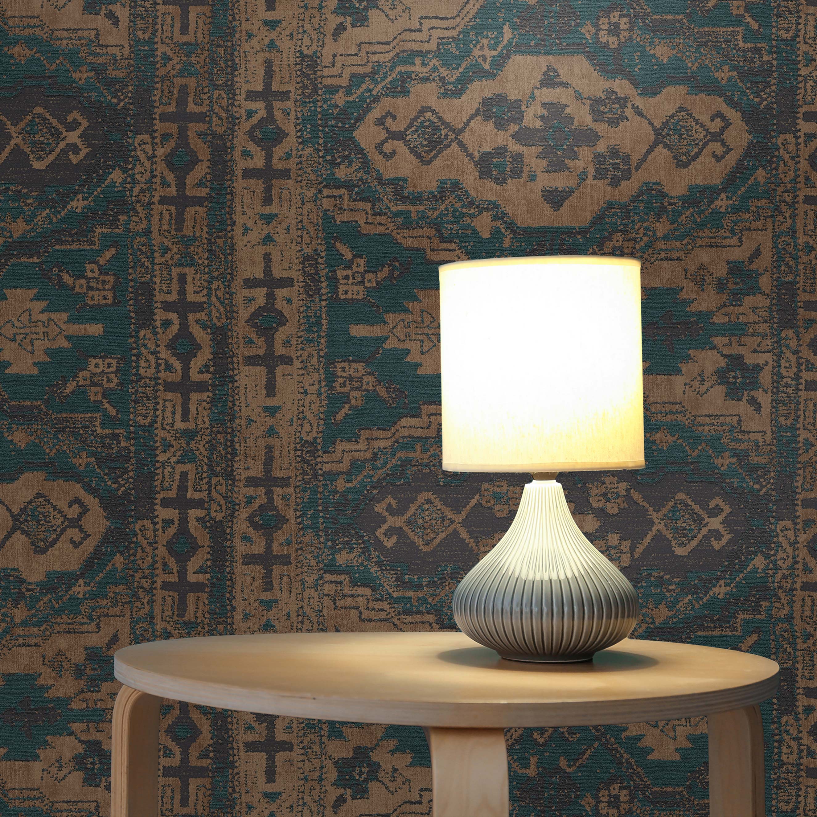 Tapete Vintage M1-No.1607 | Vliestapete | Blau | Braun | Struktur | Orientalisch