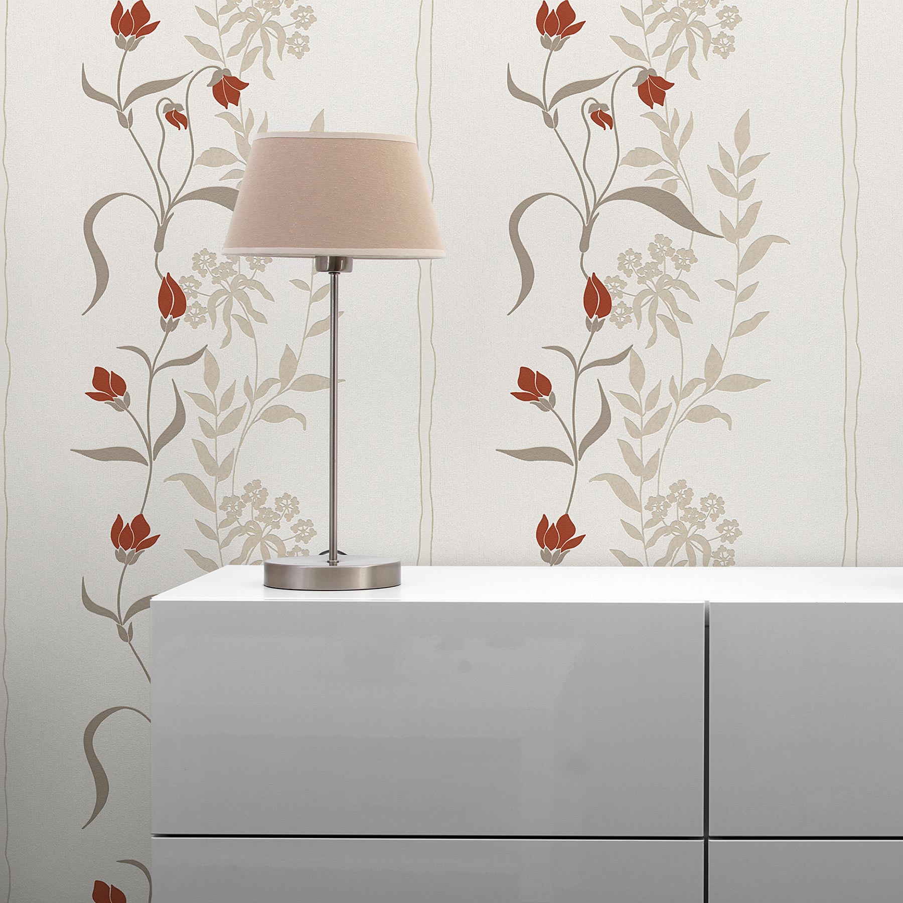 Tapete Blumen Juliano M1-No.3821 | Vliestapete | Creme | Rot | Floral | Klassik