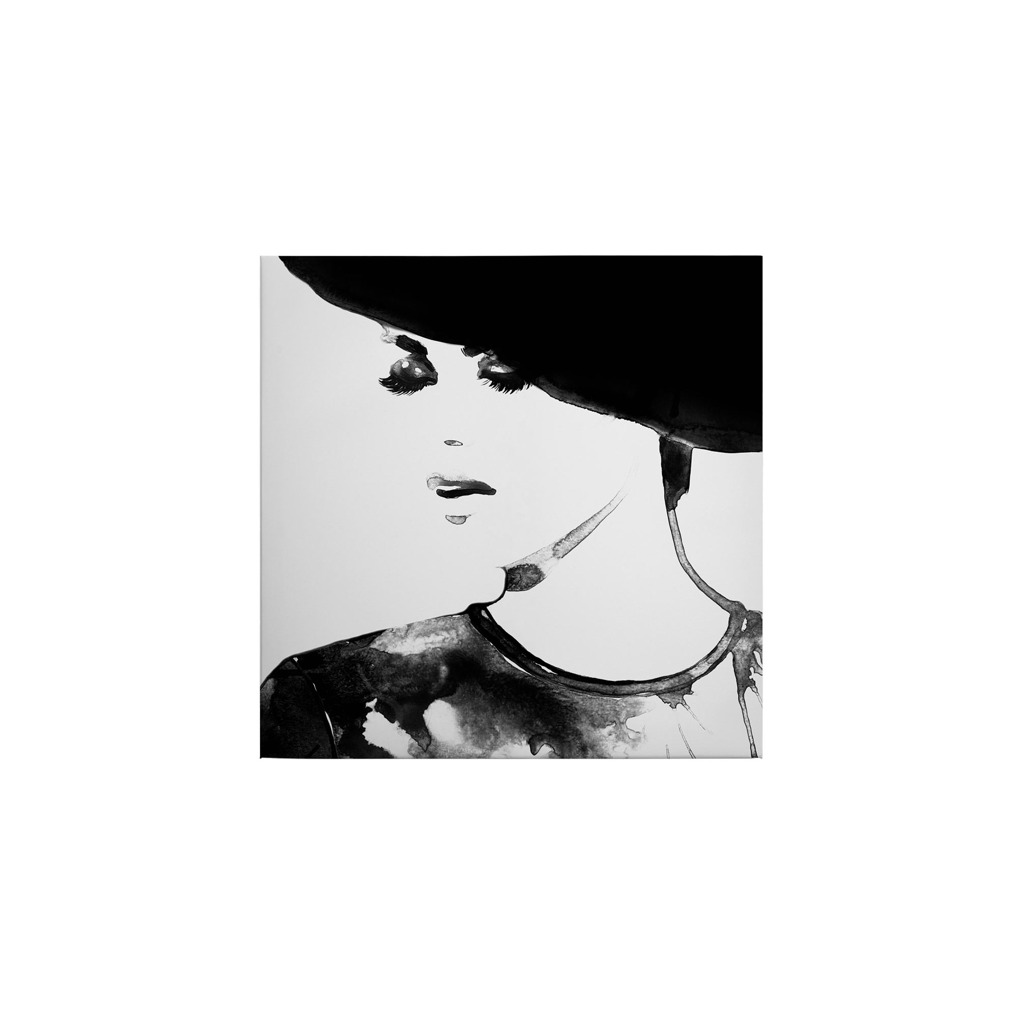 Tadessi Leinwandbild Frau - 50 x 50 cm - M1-No.50494 - Keilrahmen in Schwarz Weiß