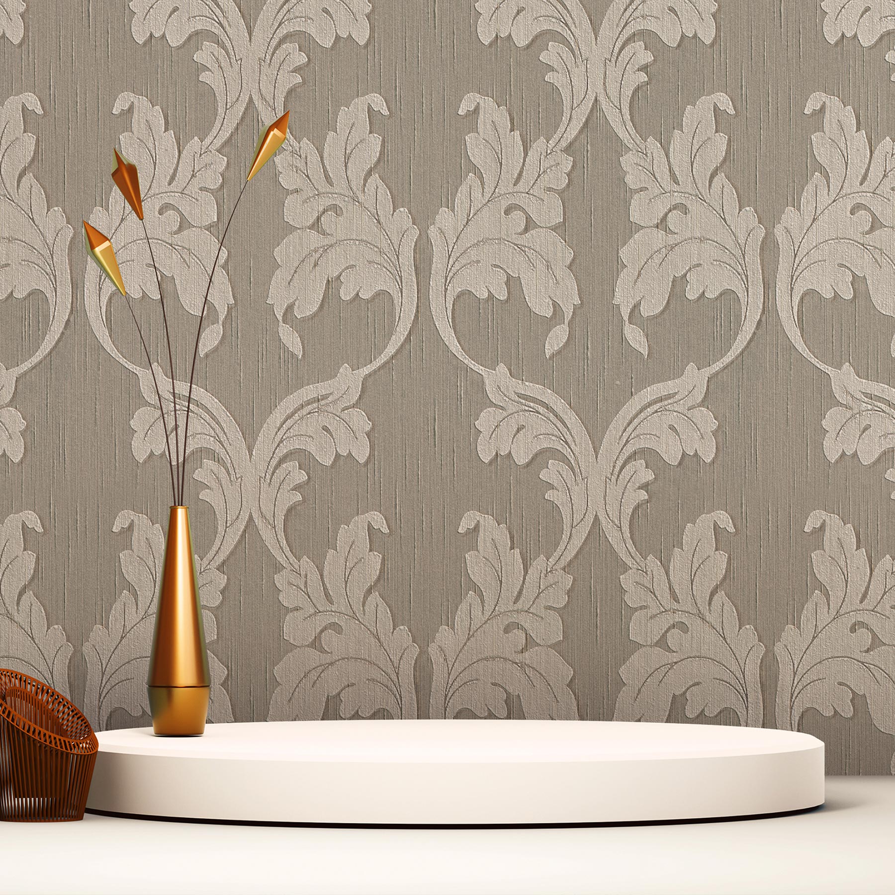 Tapete Barock Nicolo M1-No.3778 | Vliestapete | Taupe | Barocktapete | Klassik