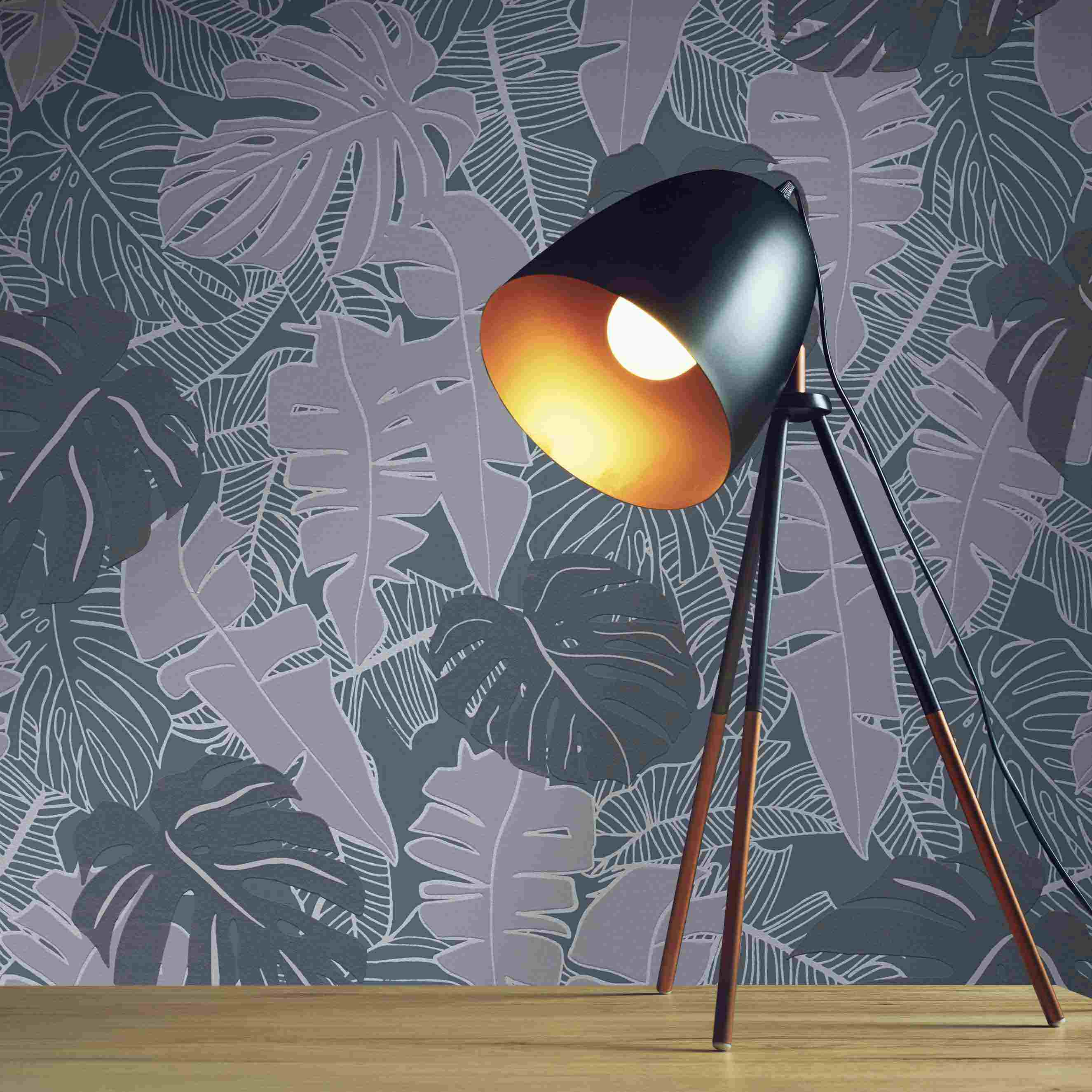 Tapete Salvatore Botanical Dschungel M1-No.4111 | Vlies | Grau | Palmen | Tadessi | 10.05 x 0.53 m