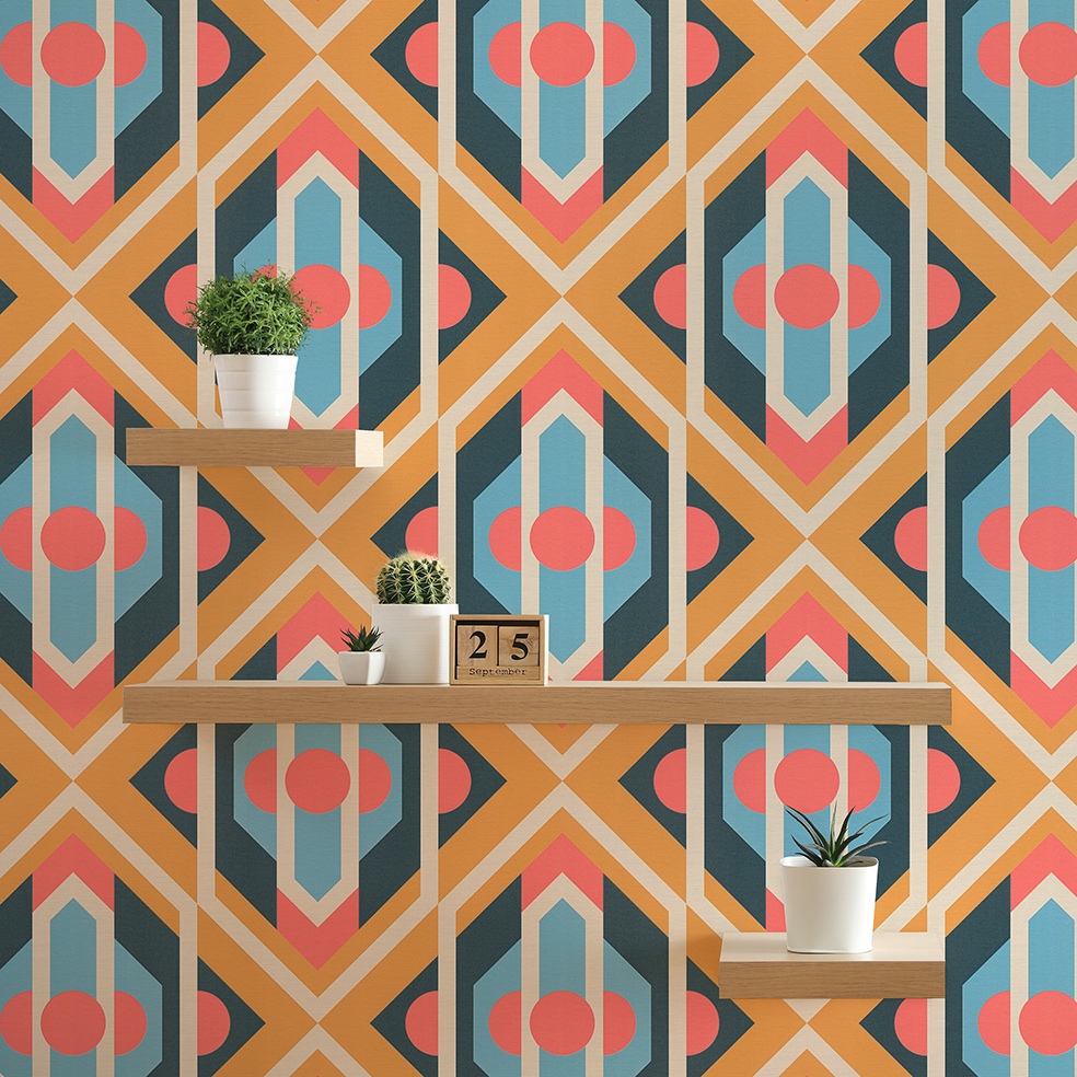 Tapete Mauro Grafik M1-No.10906 Vlies Blau Gelb Tadessi 8.50 m x 0.53 m