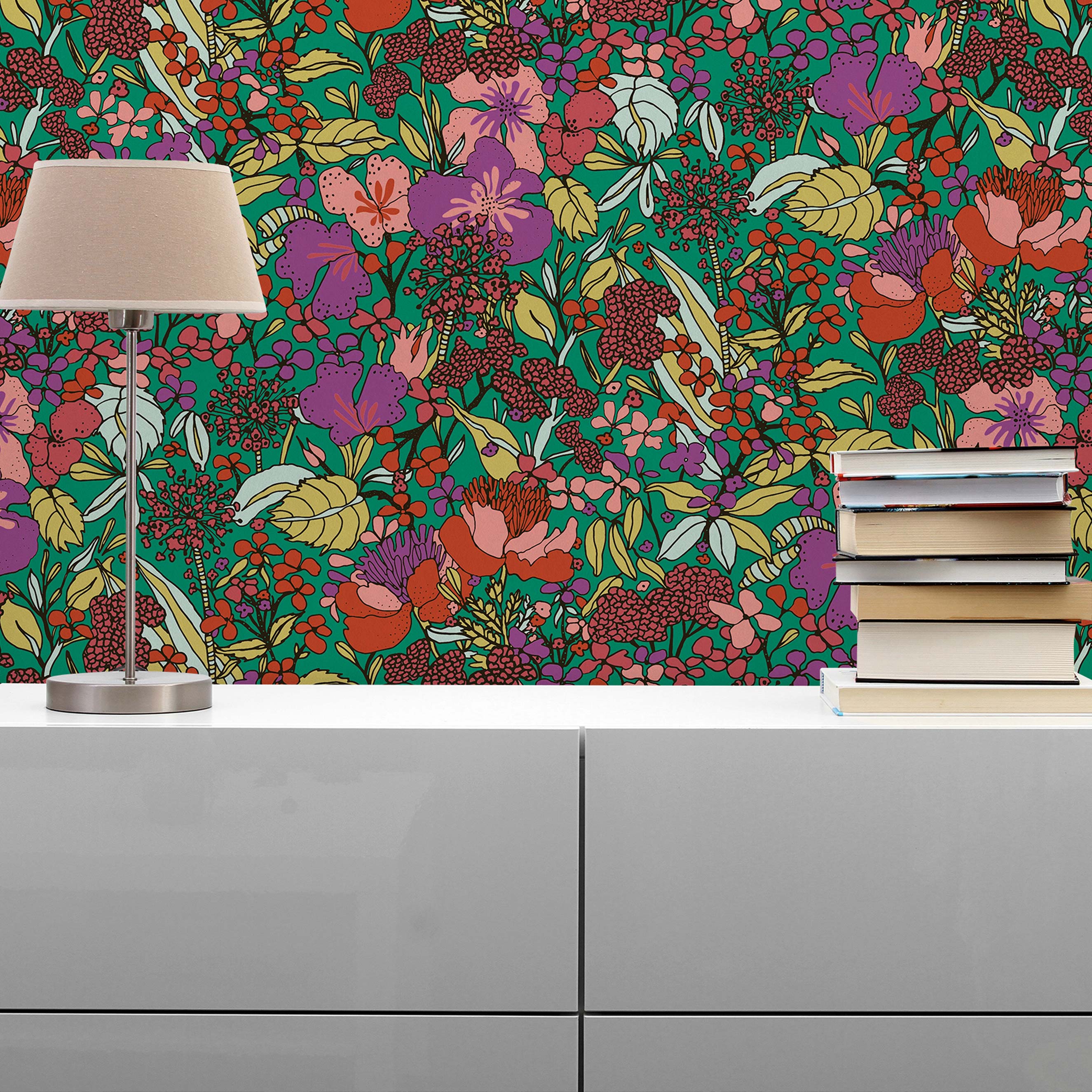 Tapete Bäume Blätter Aleix M1-No.1454 | Vliestapete | Bunt | Grün | Floral