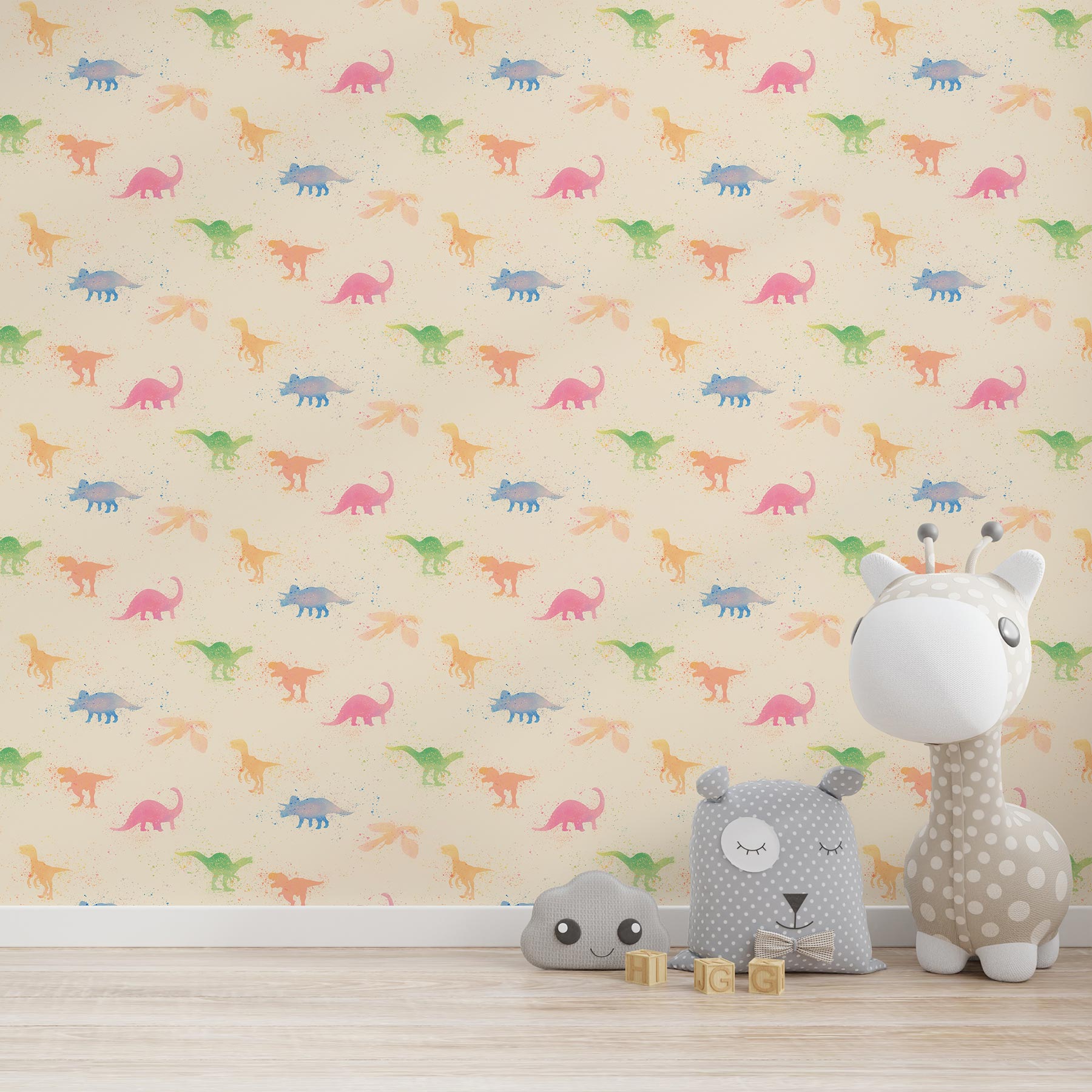 Tapete Tiere Maria M1-No.765 | Vliestapete | Bunt | Beige | Dinosauriertapete