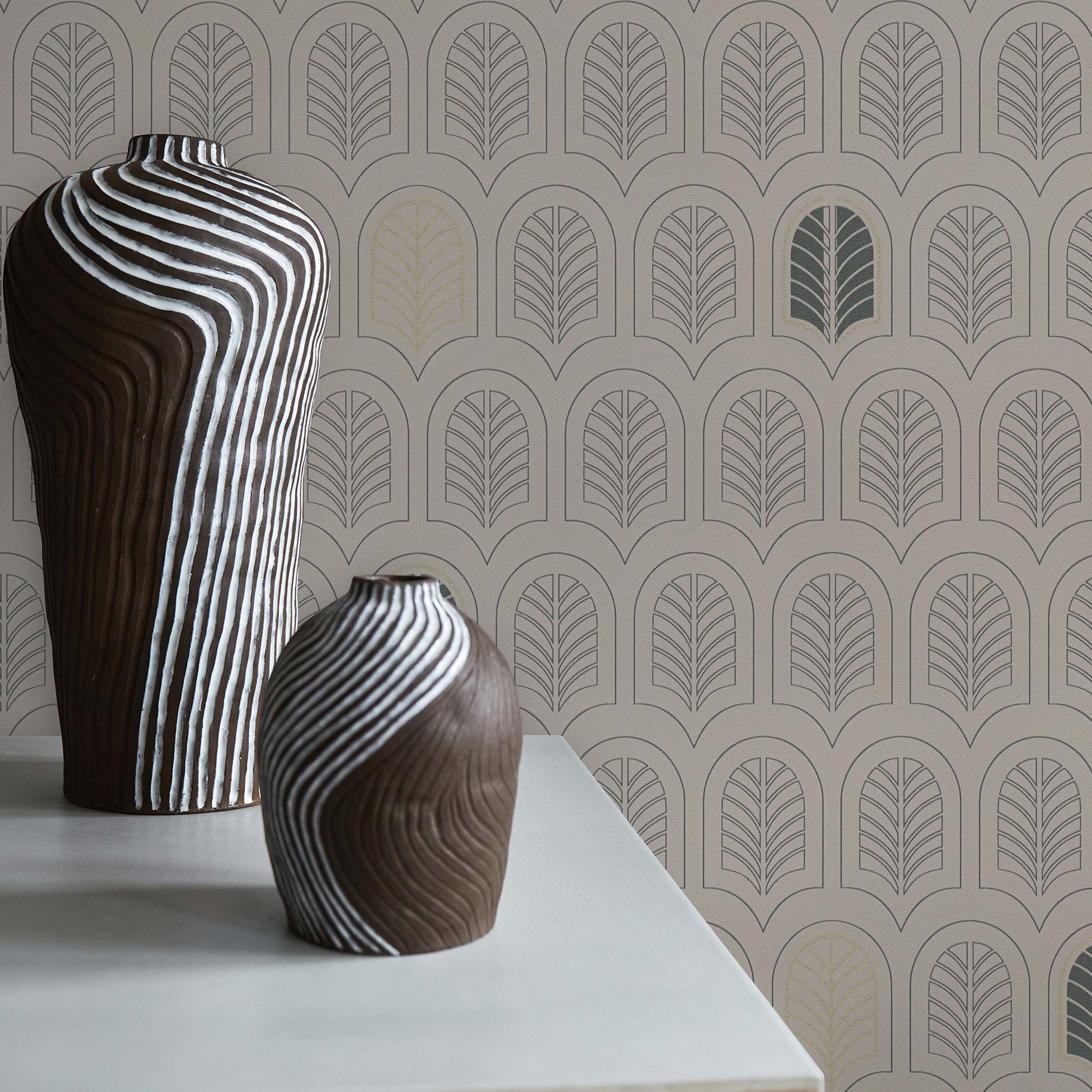 Tapete Grafik Domenico M1-No.1647 | Vliestapete | Taupe | Anthrazit | Geometrisch | Struktur