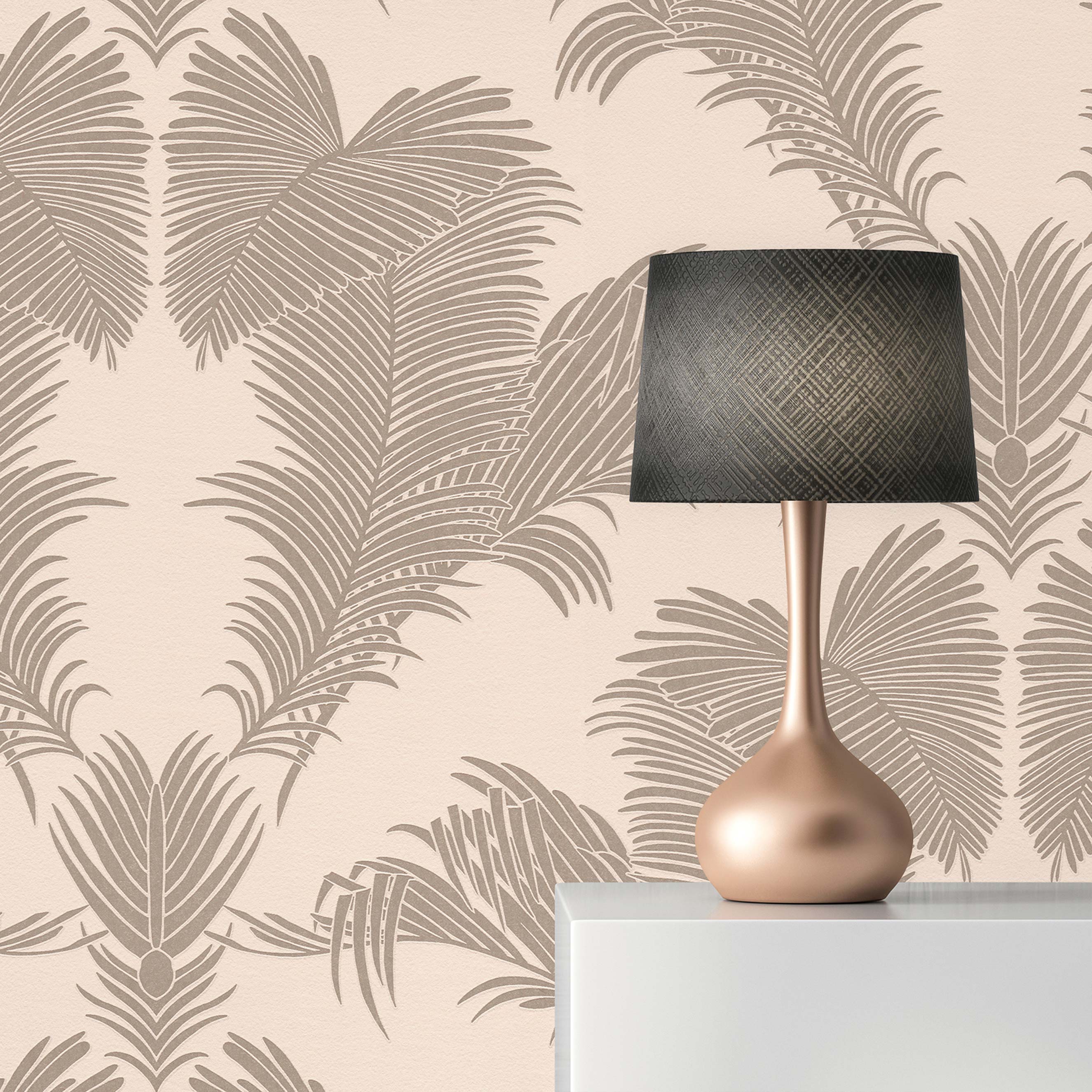 Tapete Bäume Blätter Aurora M1-No.1688 | Vliestapete | Beige | Glänzend | Palmen