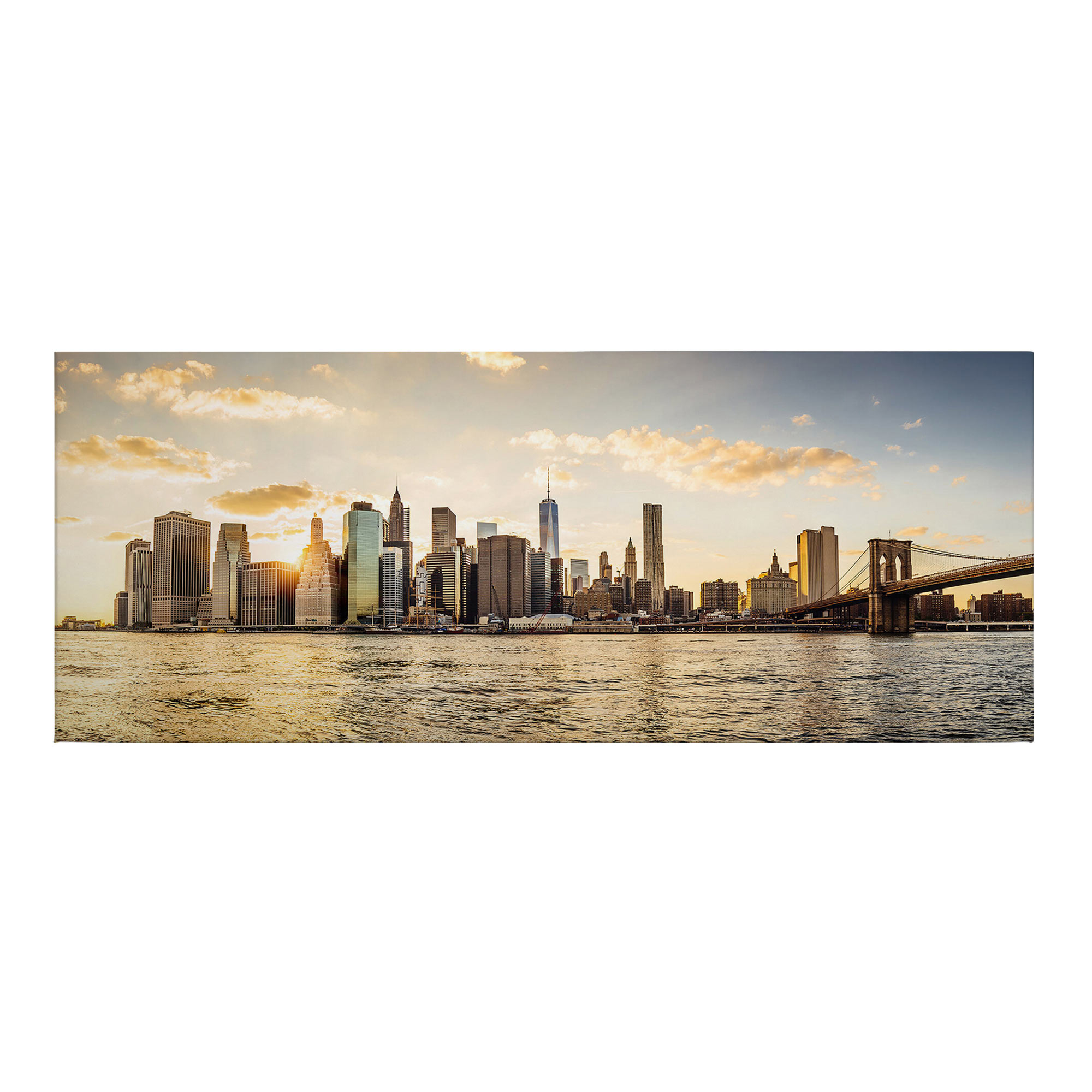 Leinwandbild Sehenswürdigkeiten M1-No.50474 | Wandbild 40 x 100 cm | Blau Braun Keilrahmen New York