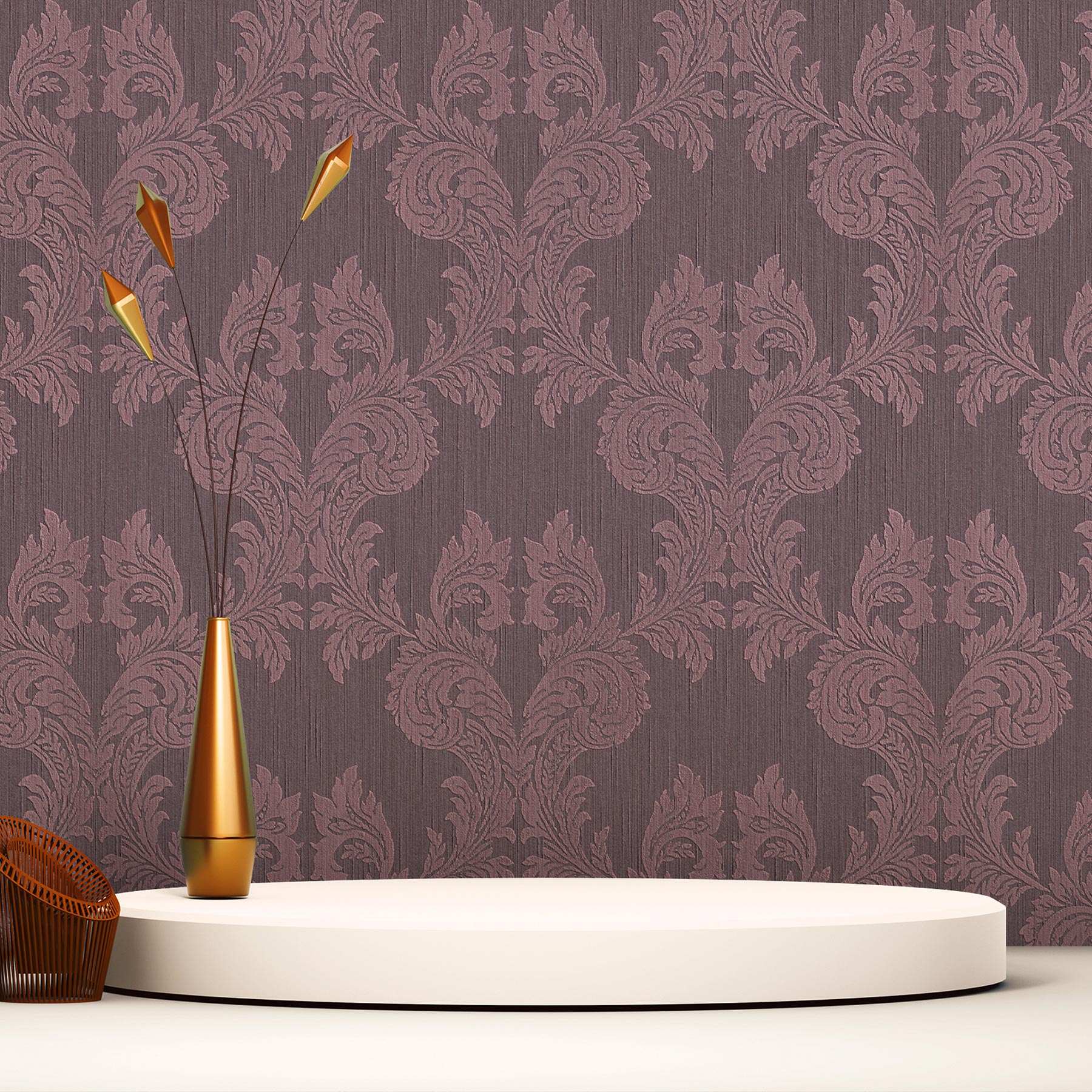 Tapete Barock Samuel M1-No.3791 | Vliestapete | Lila | Metallic | Klassik | Barocktapete | Ornament