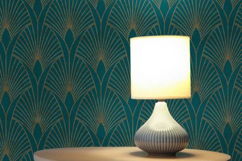 Tapeten dunkelgrün im eleganten Art Deco Stil