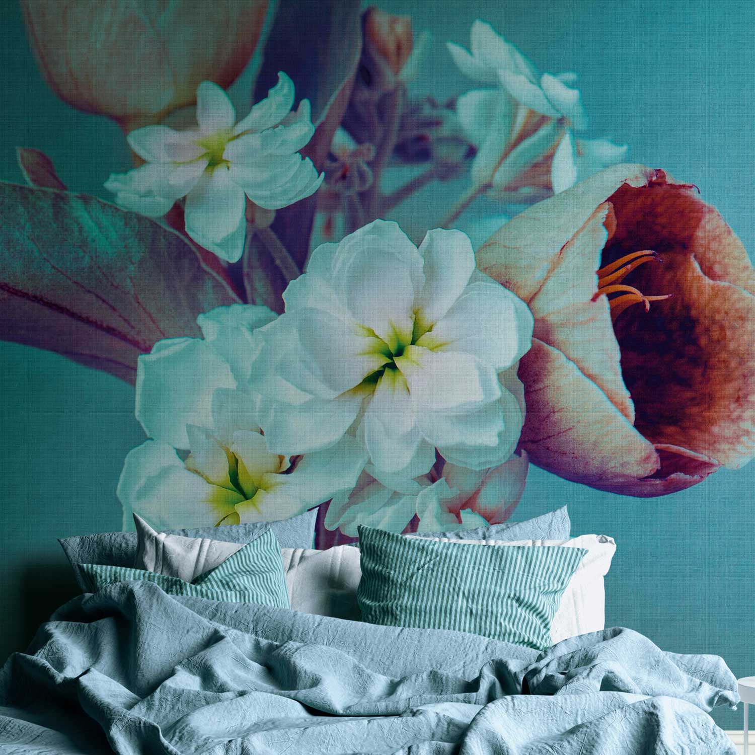 Tadessi Fototapete Blumen M1-No.10294 Digitaldruck Tapete Blau Lila - Floral Blüten Landhaus