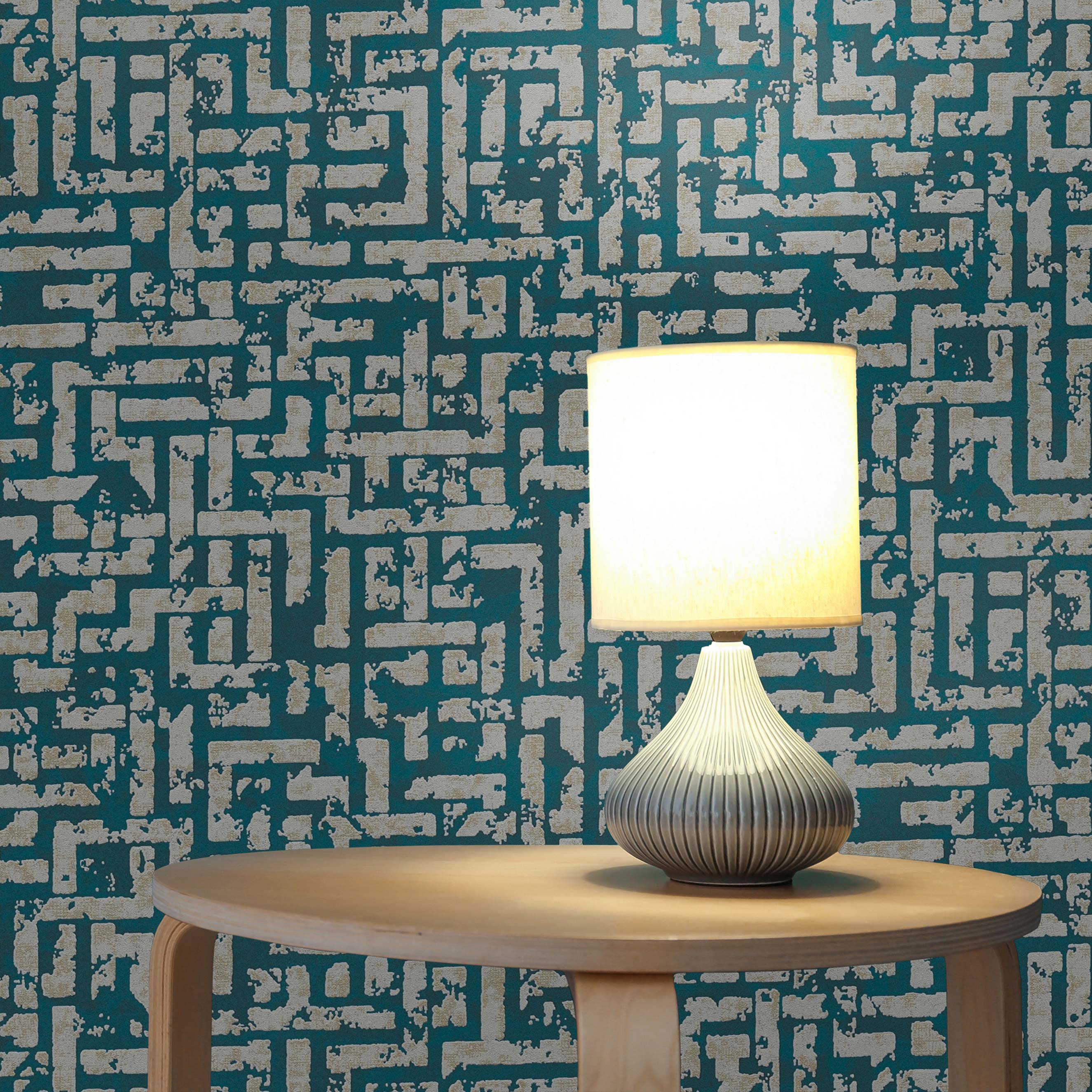 Tapete Grafik Meo M1-No.1820 | Vliestapete | Ozeanblau | Gold | Geometrisch | Modern