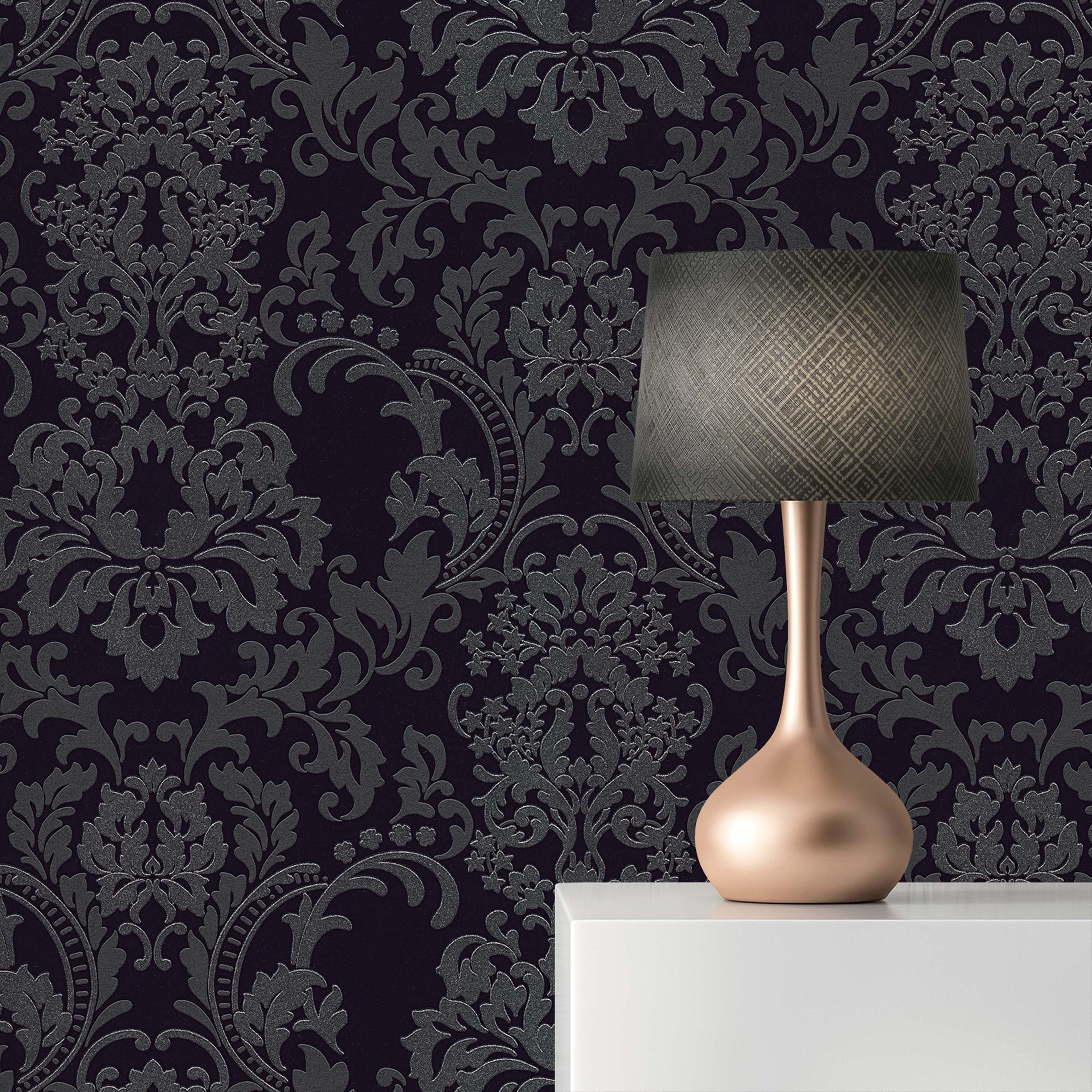 Tapete Vintage Nicolo M1-No.169 | Vliestapete | Schwarz | Barocktapete mit Ornamenten