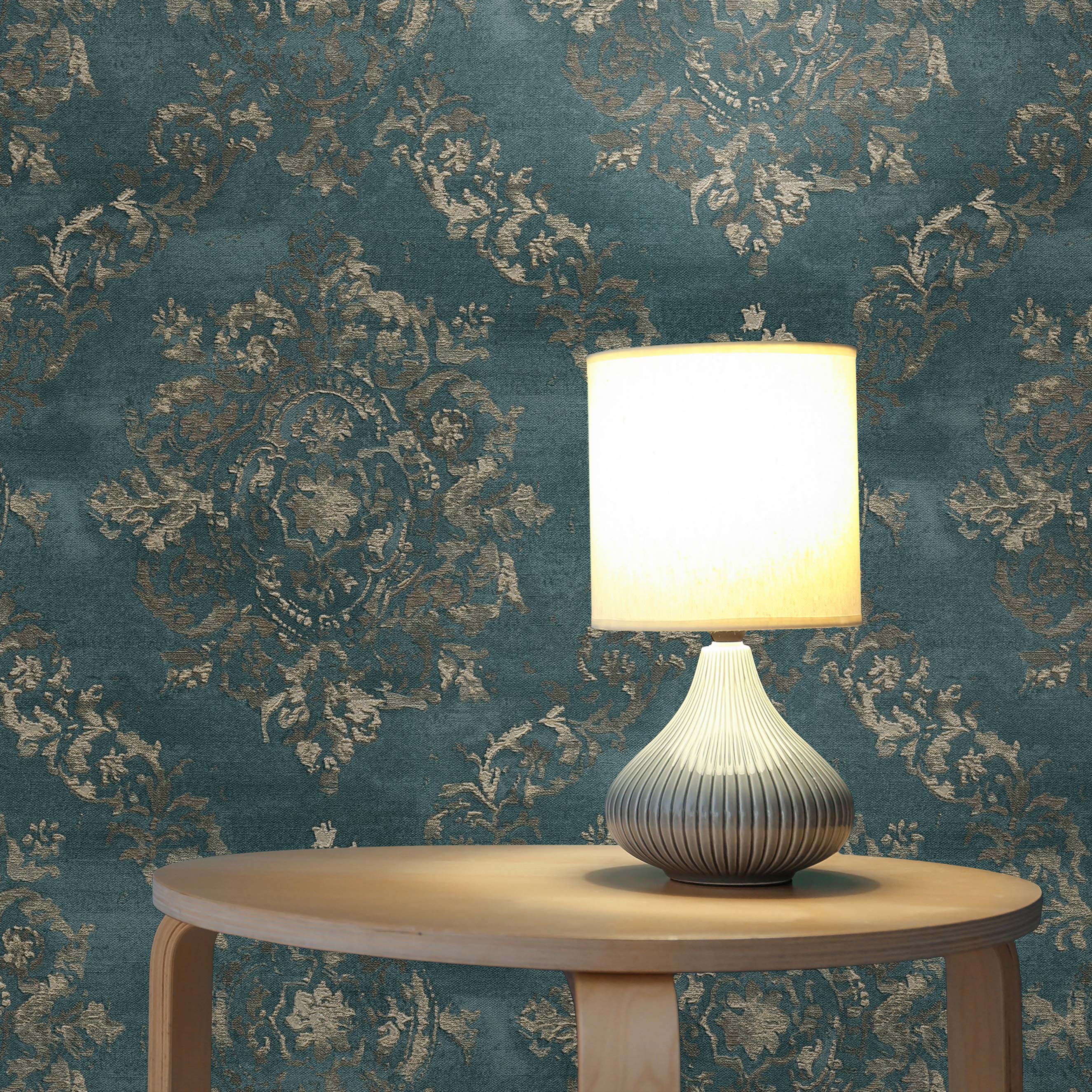 Tapete Barock Nicolo M1-No.1849 | Vliestapete | Blaugrün | Perlbeige | Ornamente | Klassik