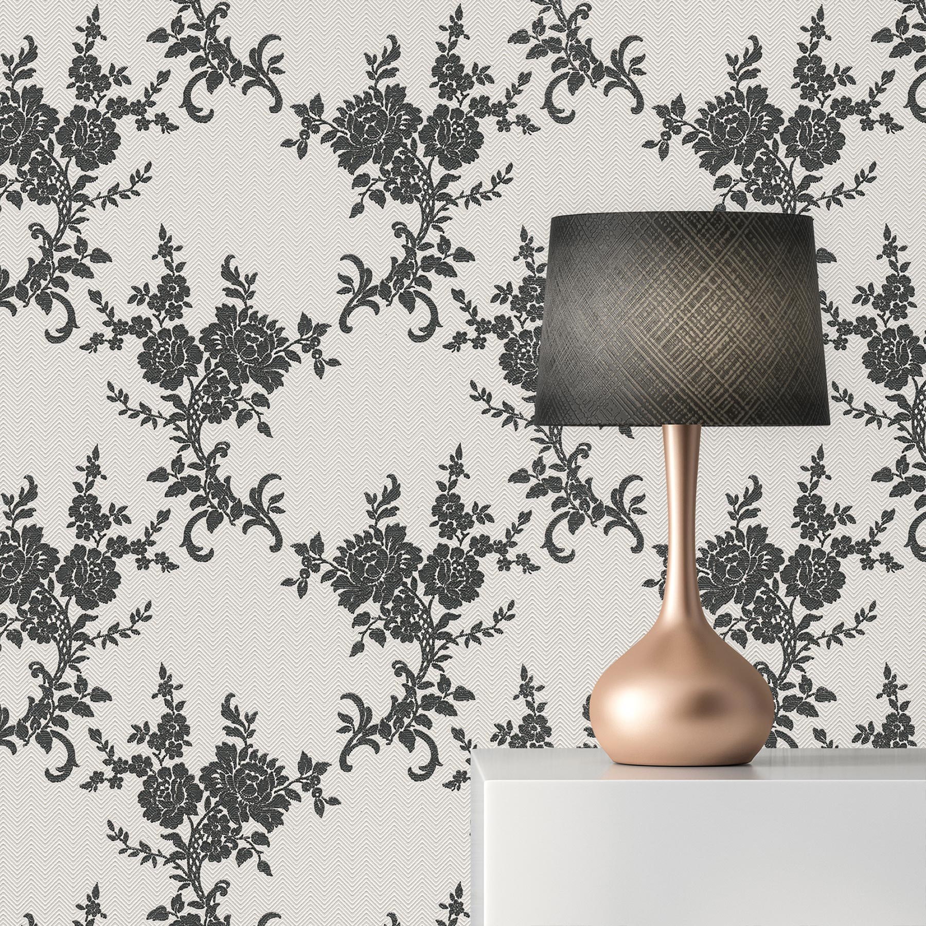 Tapete Barock Giulia M1-No.1956 Papiertapete Weiß Creme Barocktapete Klassik Ornamente