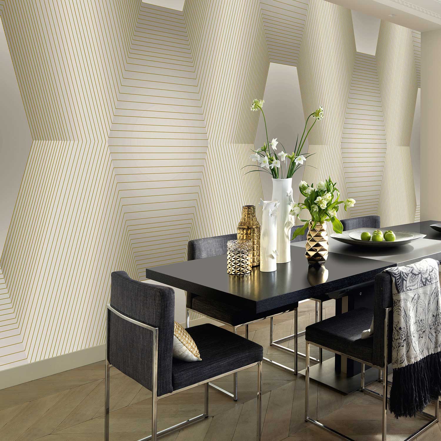 Fototapete Geometrisch M2-No.0527 | Digitaldruck | Gold | Orion | 3D Optik | Modern