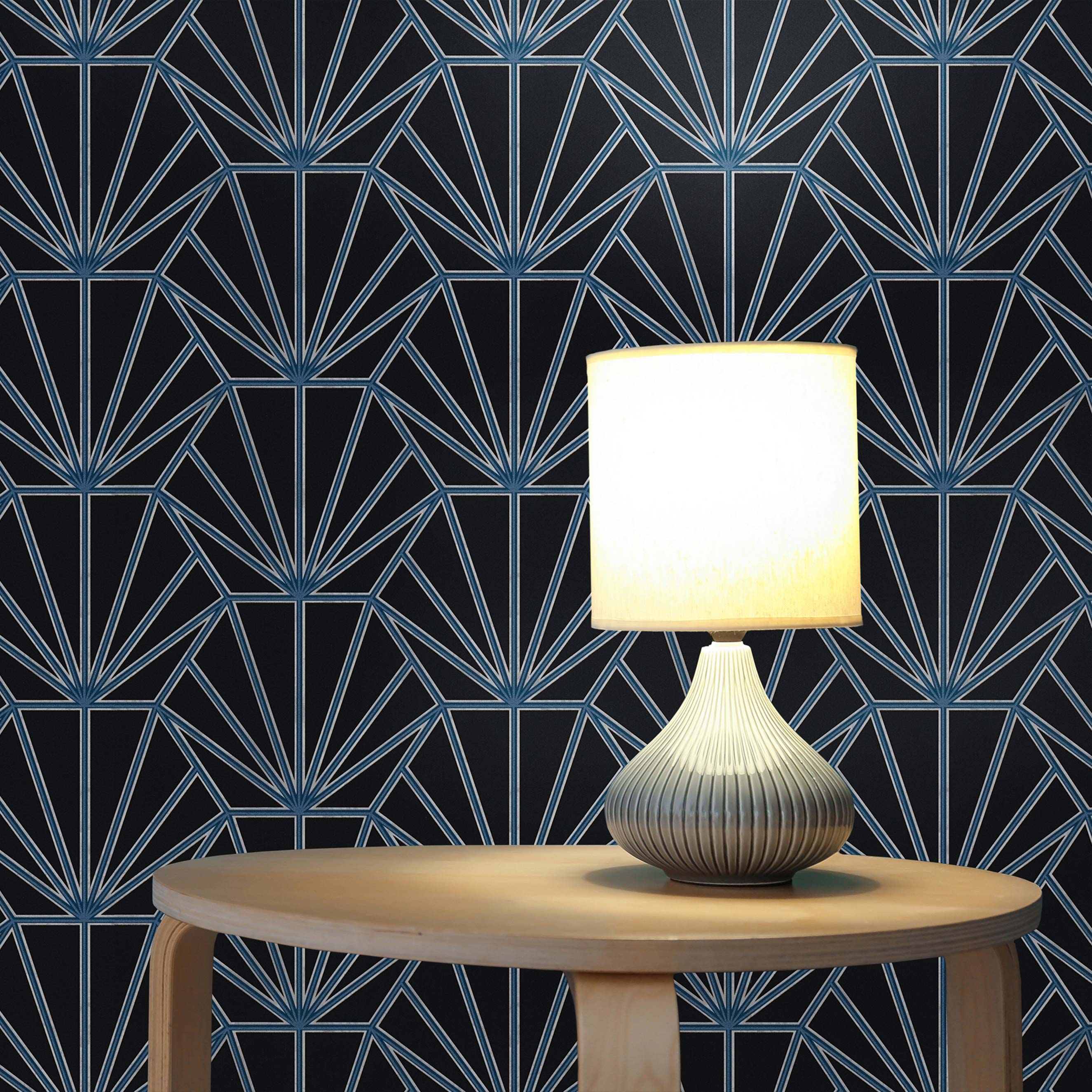 Tapete Grafik Carlo M1-No.462 | Vliestapete | Schwarz | Blau | Geometrische Tapete