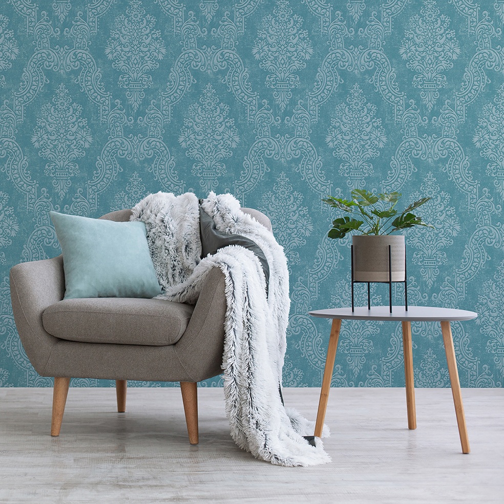 Tapete Alessia Barock M1-No.11226 Vlies Blau Türkis Tadessi 10.05 m x 0.53 m