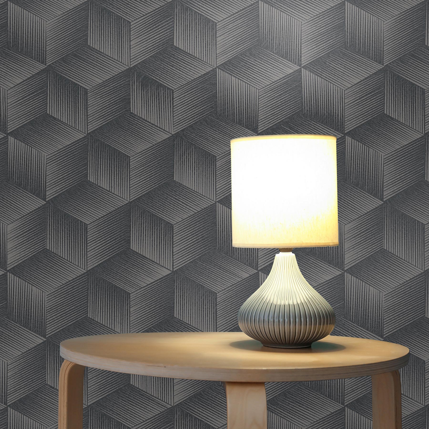 Tapete 3D Optik Tommaso M1-No.3452 | Vliestapete | Anthrazit | Grau | Grafik | Modern | Geometrisch