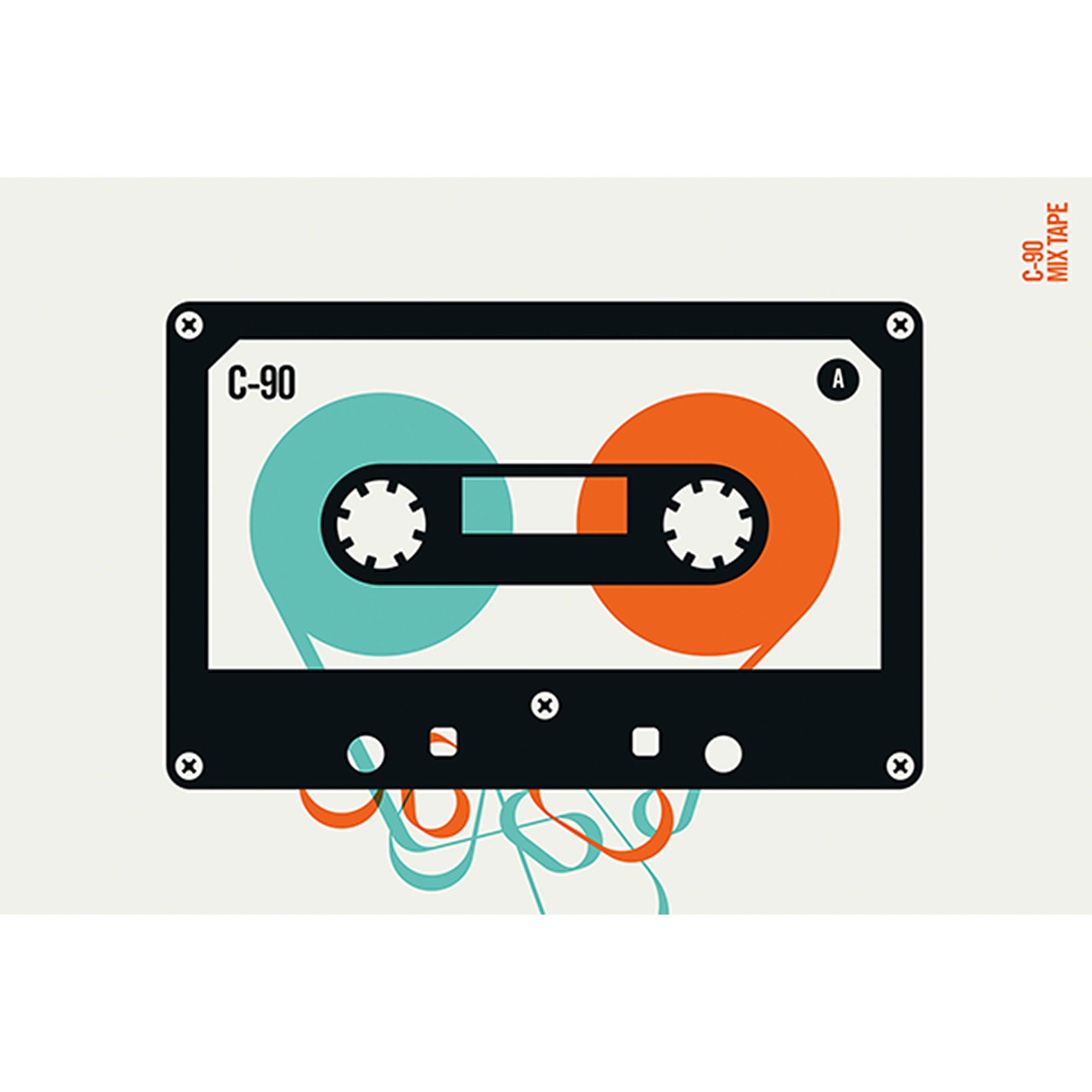 Tadessi Fototapete Modern M1-No.61106 Digitaldruck Tapete Blau Orange - Retro Kassette