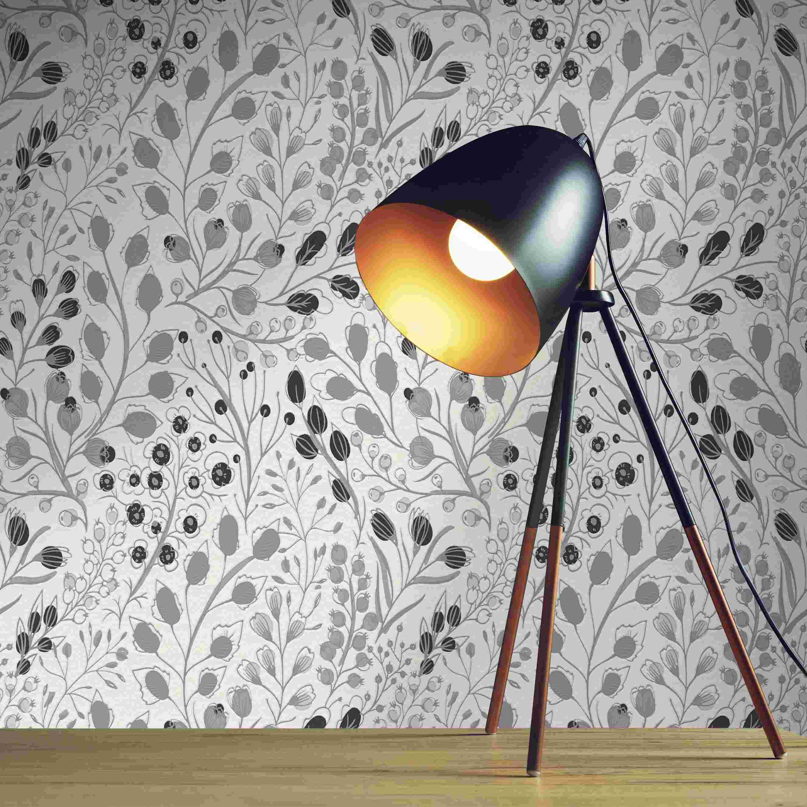 Tapete Juliano Blumen M1-No.4178 Vlies Grau Weiß Floral Tadessi 10.05 x 0.53 m