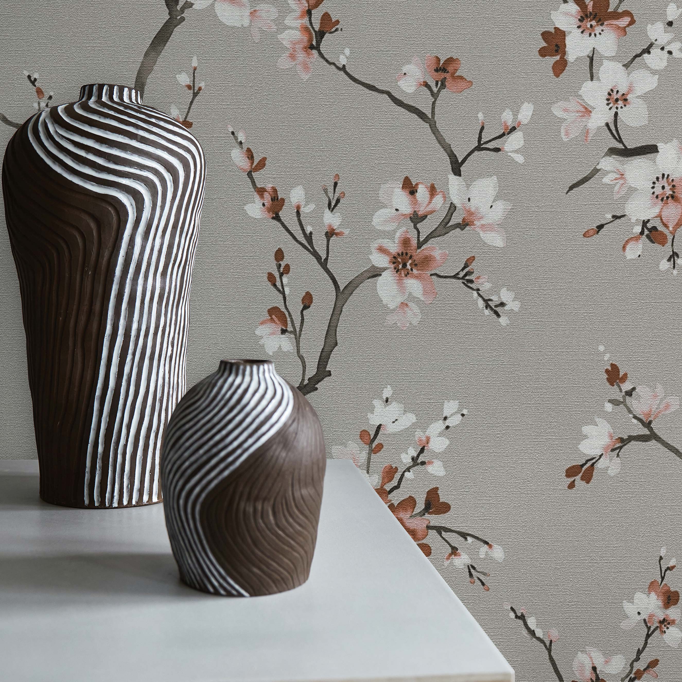 Tapete Blumen Mario M1-No.835 | Vliestapete | Grau Braun | Blumenoptik | Floral