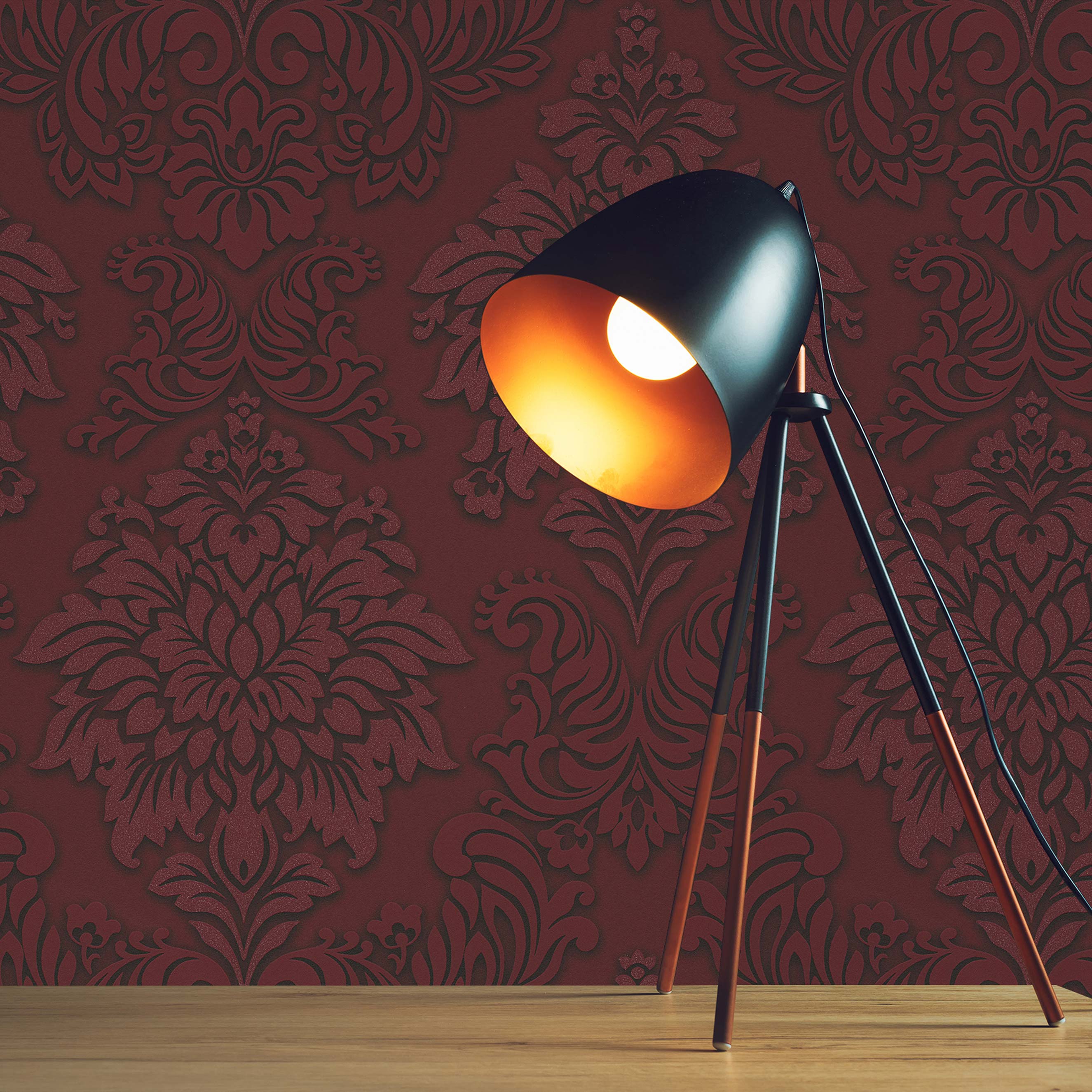 Tapete Barock Gioele M1-No.257 | Vliestapete | Rot | Silber | Tapete mit Ornamenten
