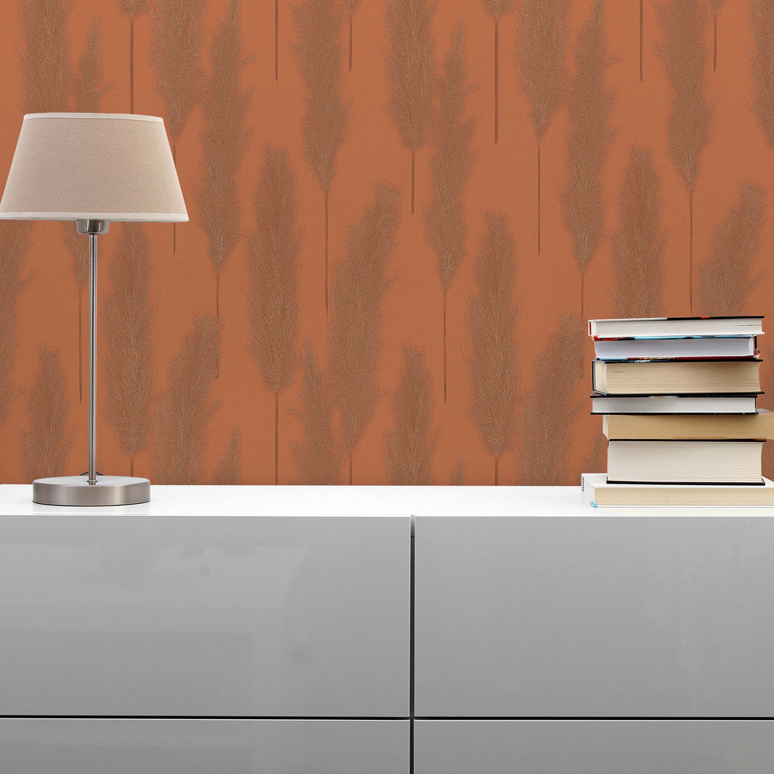 Tapete Bäume Blätter Ginevra M1-No.1758 | Vliestapete | Metallic | Braun | Pampasgras