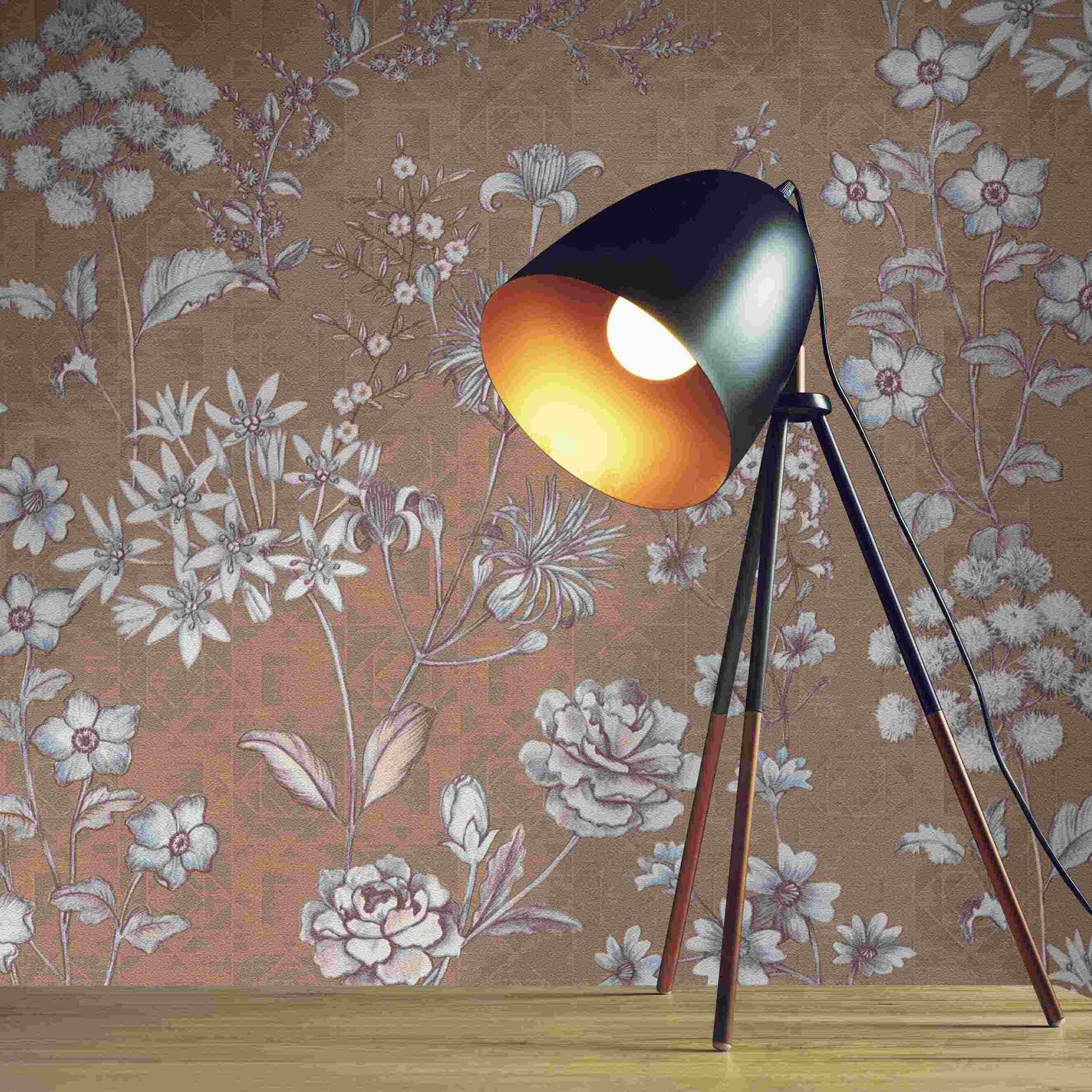 Tapete Mario Blumen M1-No.4353 Vlies Orange Braun Blumen Tadessi 10.05 x 0.53 m