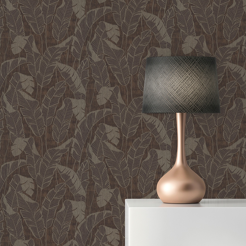 Tapete Matilde Bäume Blätter M1-No.11006 Vlies Braun Grau Tadessi 10.05 m x 0.53 m