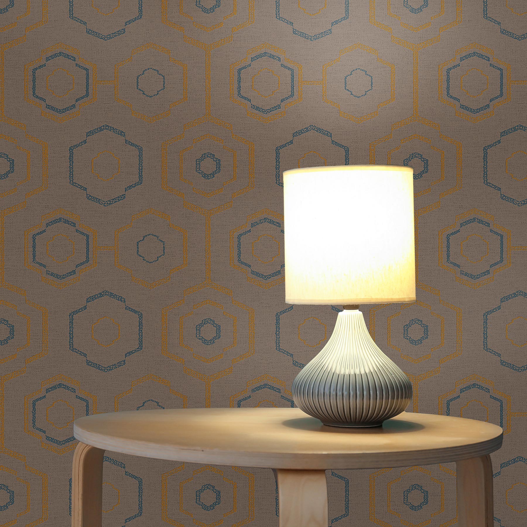 Tapete Grafik Noan M1-No.2911 | Vliestapete | Orange | Blau | Geometrisch