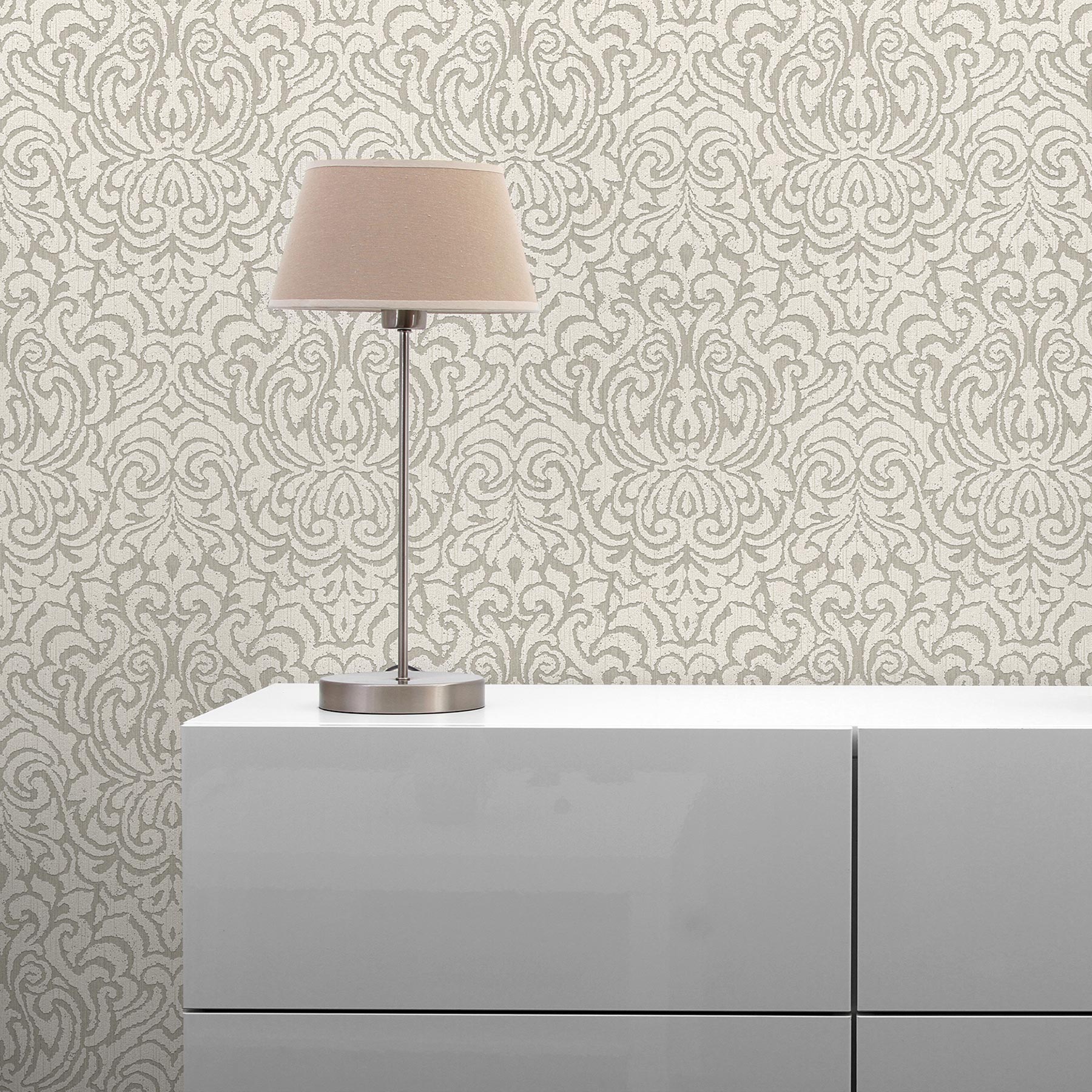 Tapete Barock Alessia M1-No.3843 Vliestapete Beige Creme Klassik Barocktapete Ornament