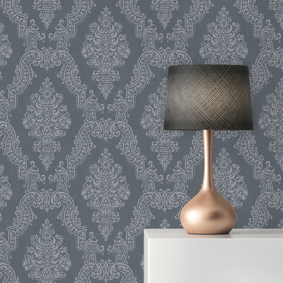 Tapete Alessia Barock M1-No.11229 Vlies Anthrazit Grau Tadessi 10.05 m x 0.53 m