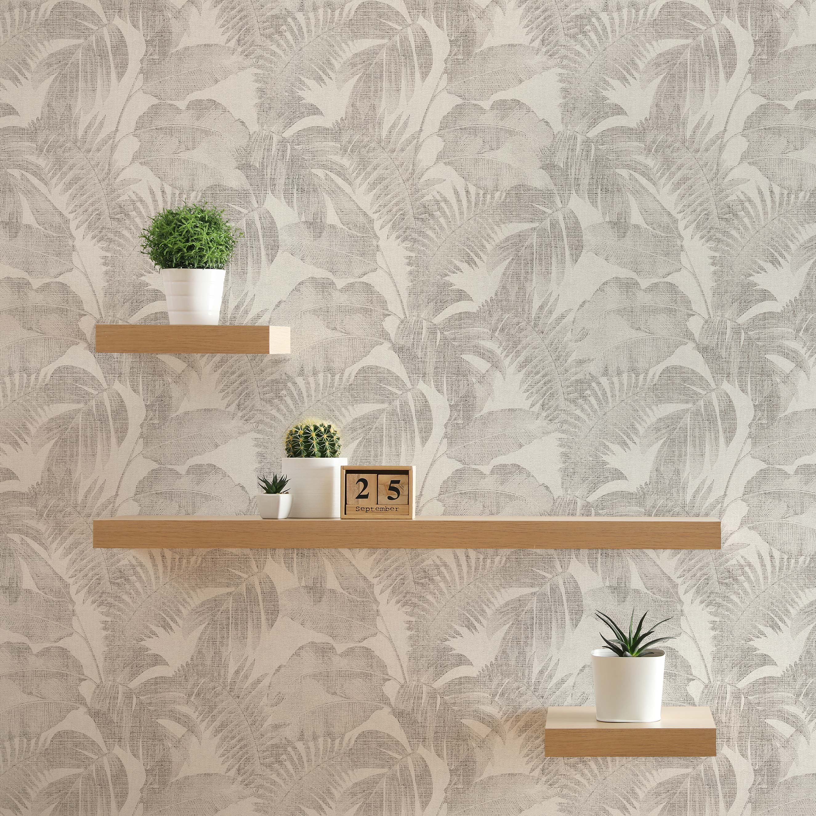 Tapete Wald und Blätter Matilde M1-No.367 | Vliestapete | Grau | Creme | Dschungeltapete