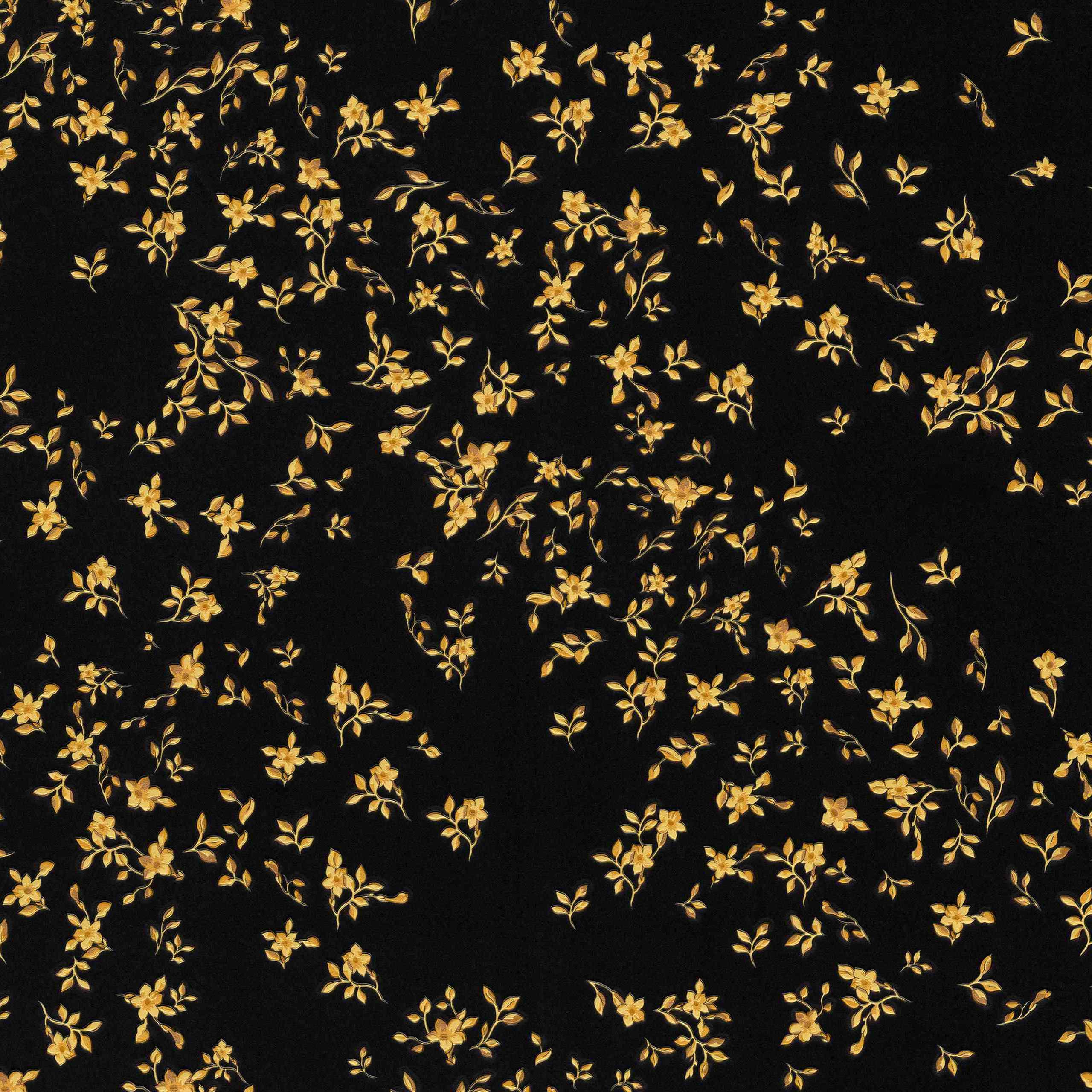 Design Tapete Versace 4 | No. 10225 | Vliestapete Blumenoptik | 0.70 m x 10.05 m | Schwarz
