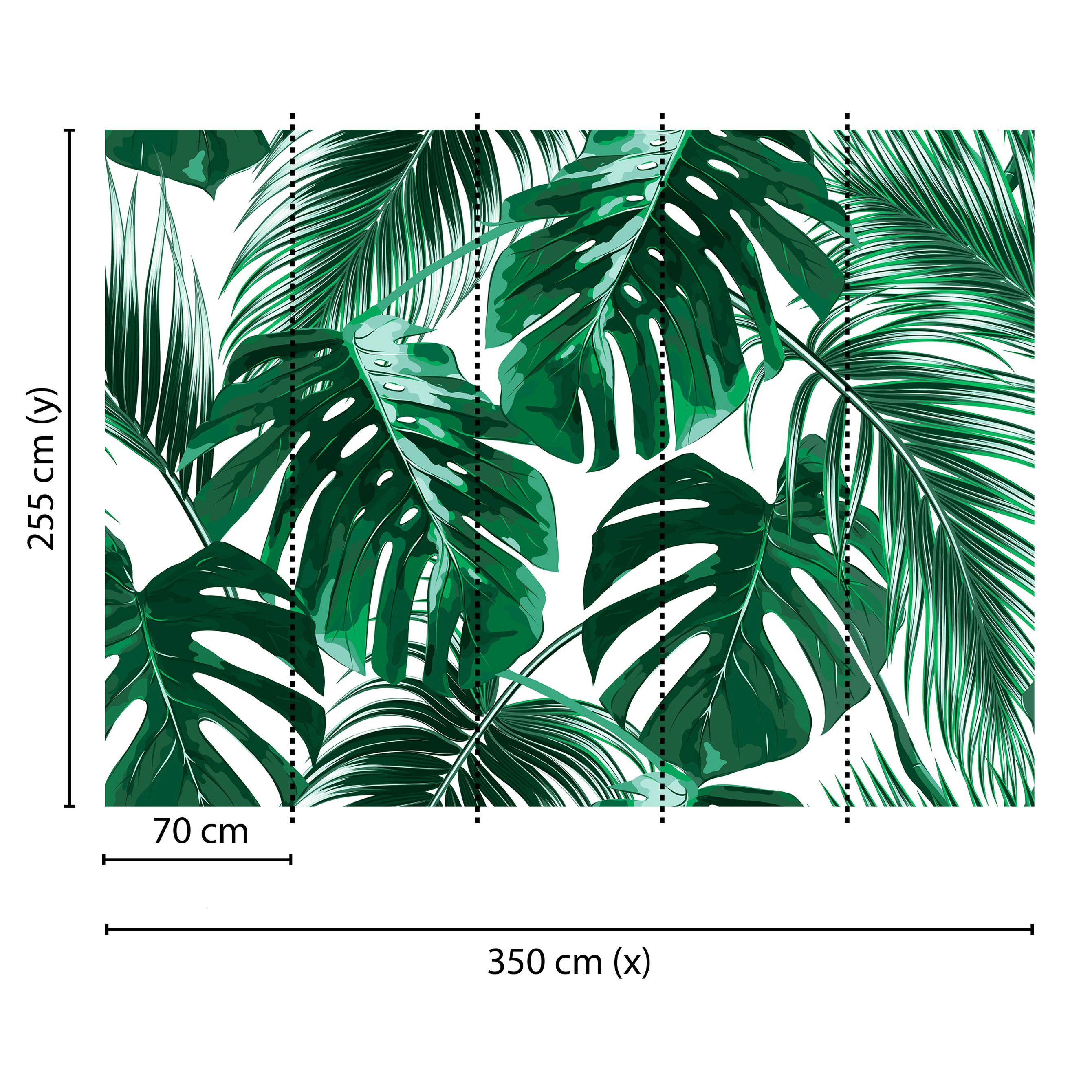 Tadessi Fototapete Dschungel M1-No.60475 Digitaldruck Tapete Grün Weiß - Palmen